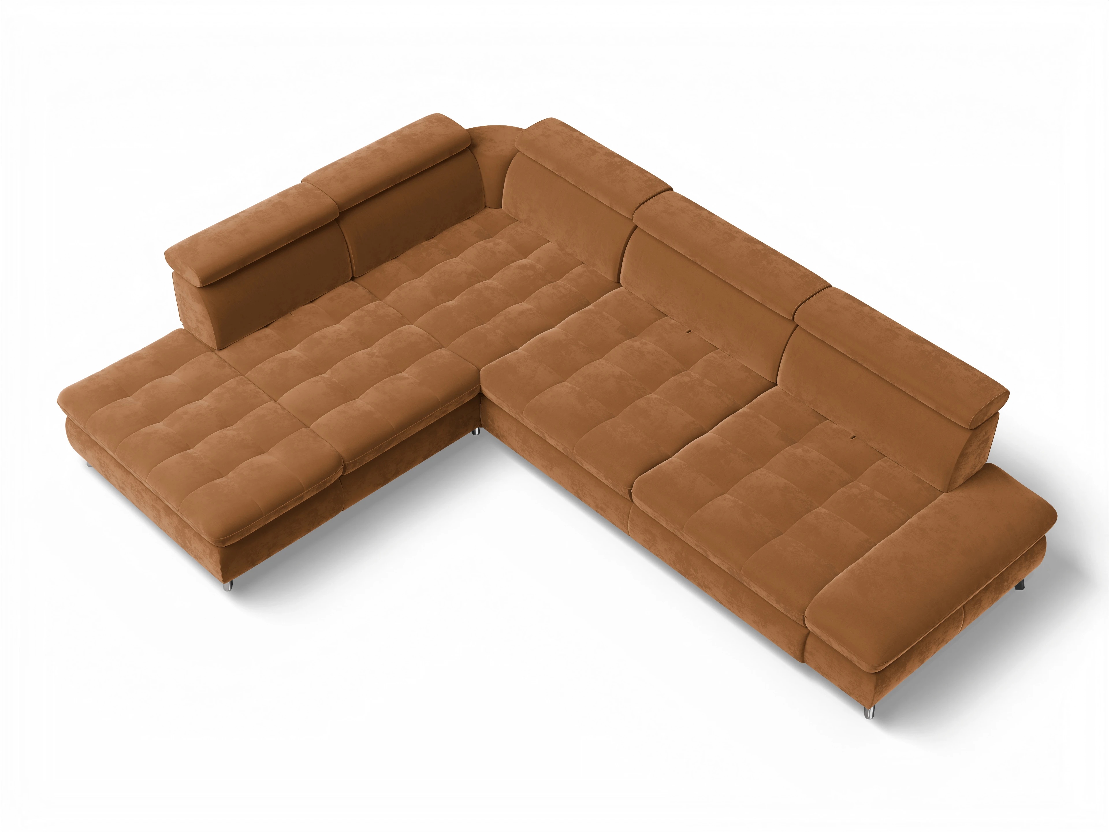 Ansicht des Produktes Memphis Stoff Ecksofa links Abschluss offen in Stoff Gelb