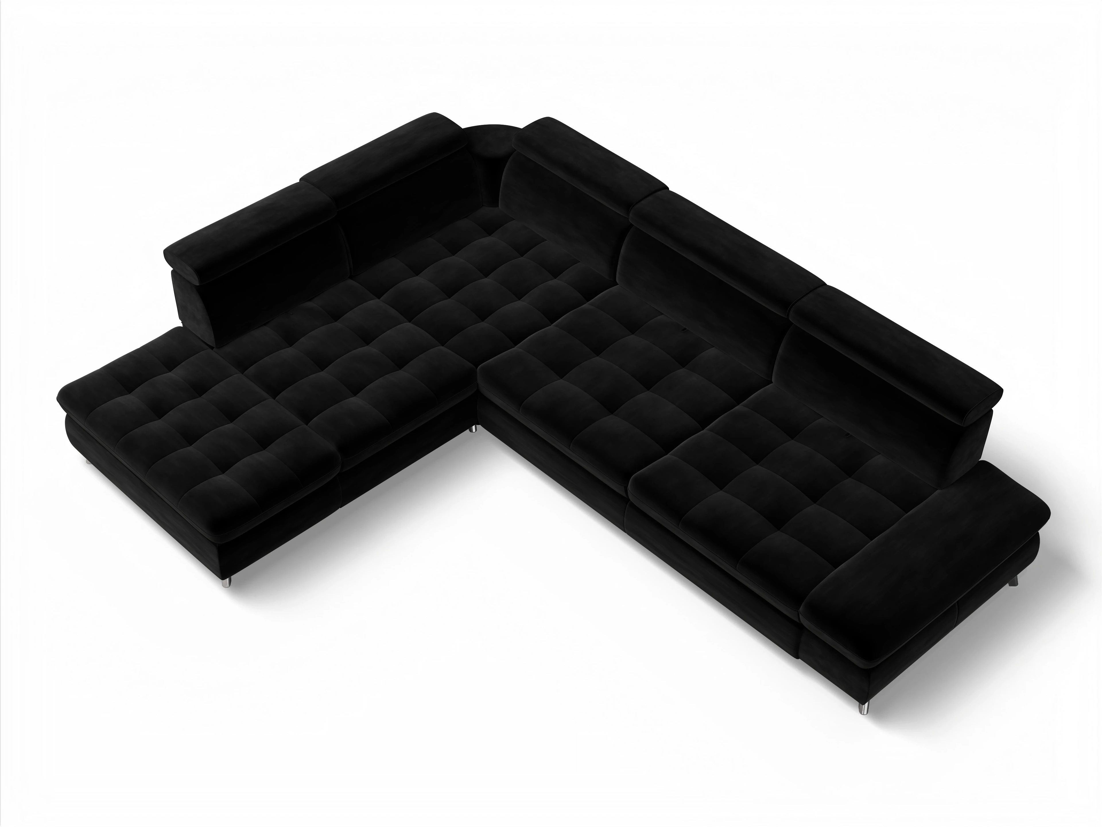 Ansicht des Produktes Memphis Stoff Ecksofa links Abschluss offen in Stoff Schwarz