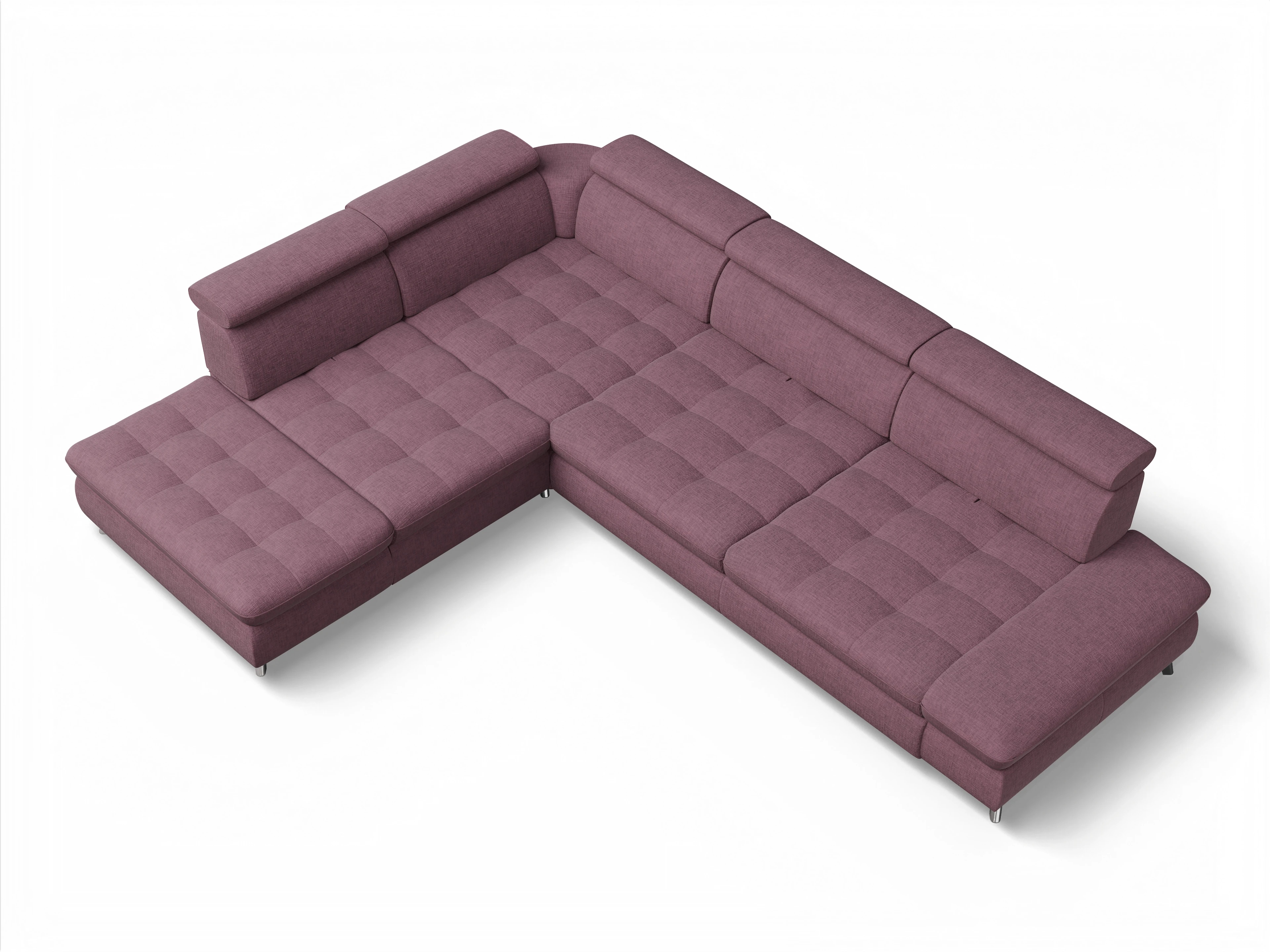 Ansicht des Produktes Memphis Stoff Ecksofa links Abschluss offen in Stoff Rot