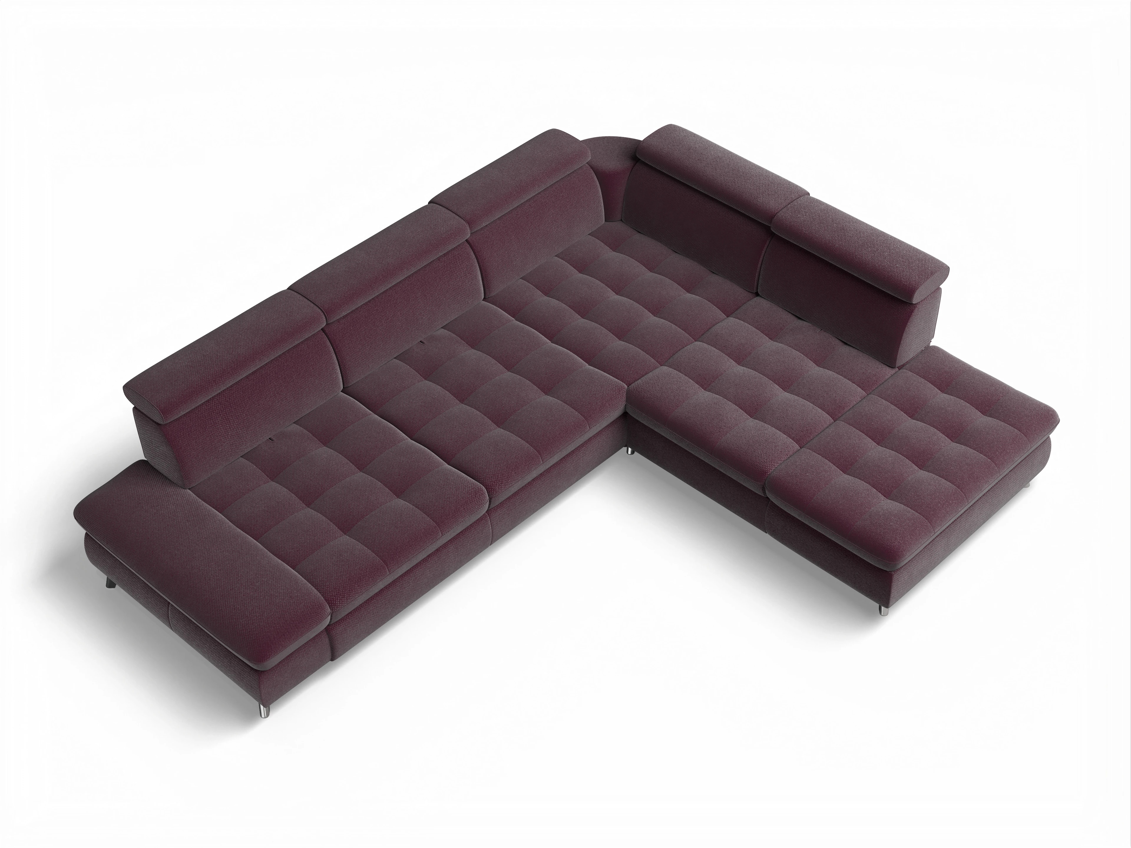 Ansicht des Produktes Memphis Stoff Ecksofa rechts Abschluss offen in Stoff Rot
