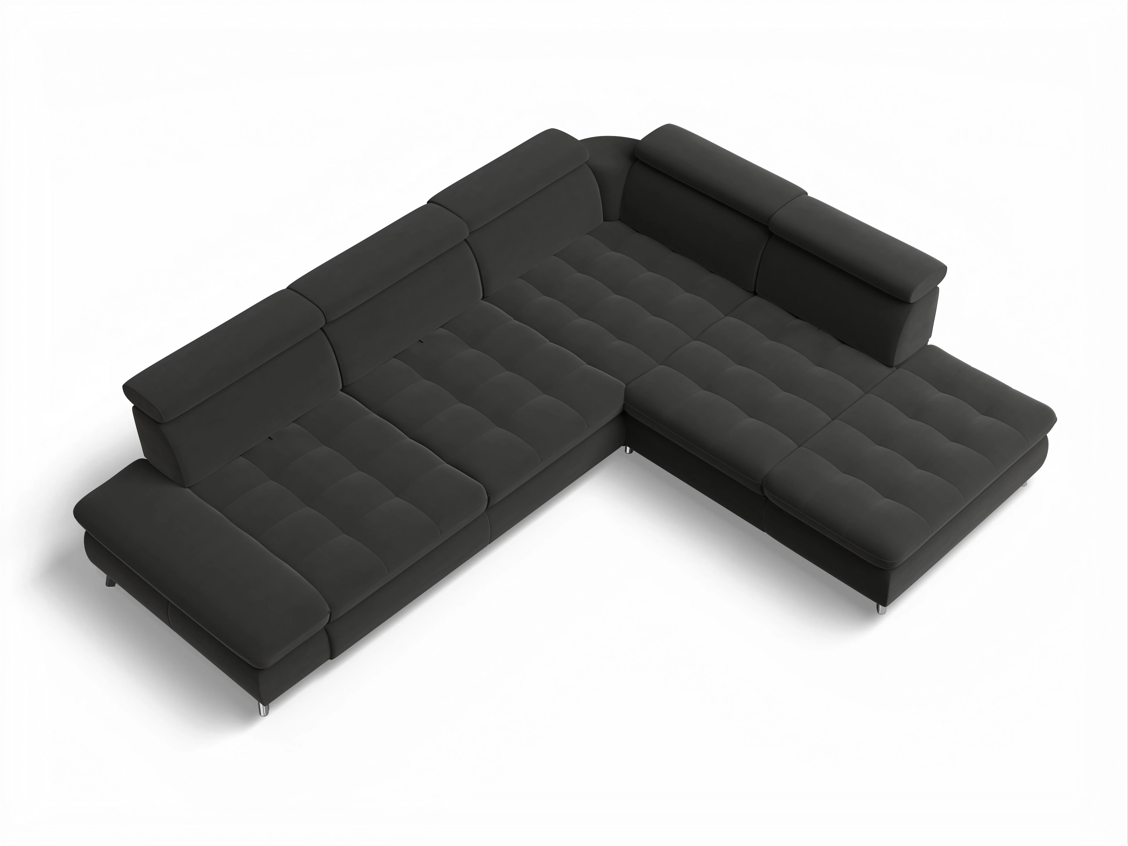 Ansicht des Produktes Memphis Stoff Ecksofa rechts Abschluss offen in Stoff Grau