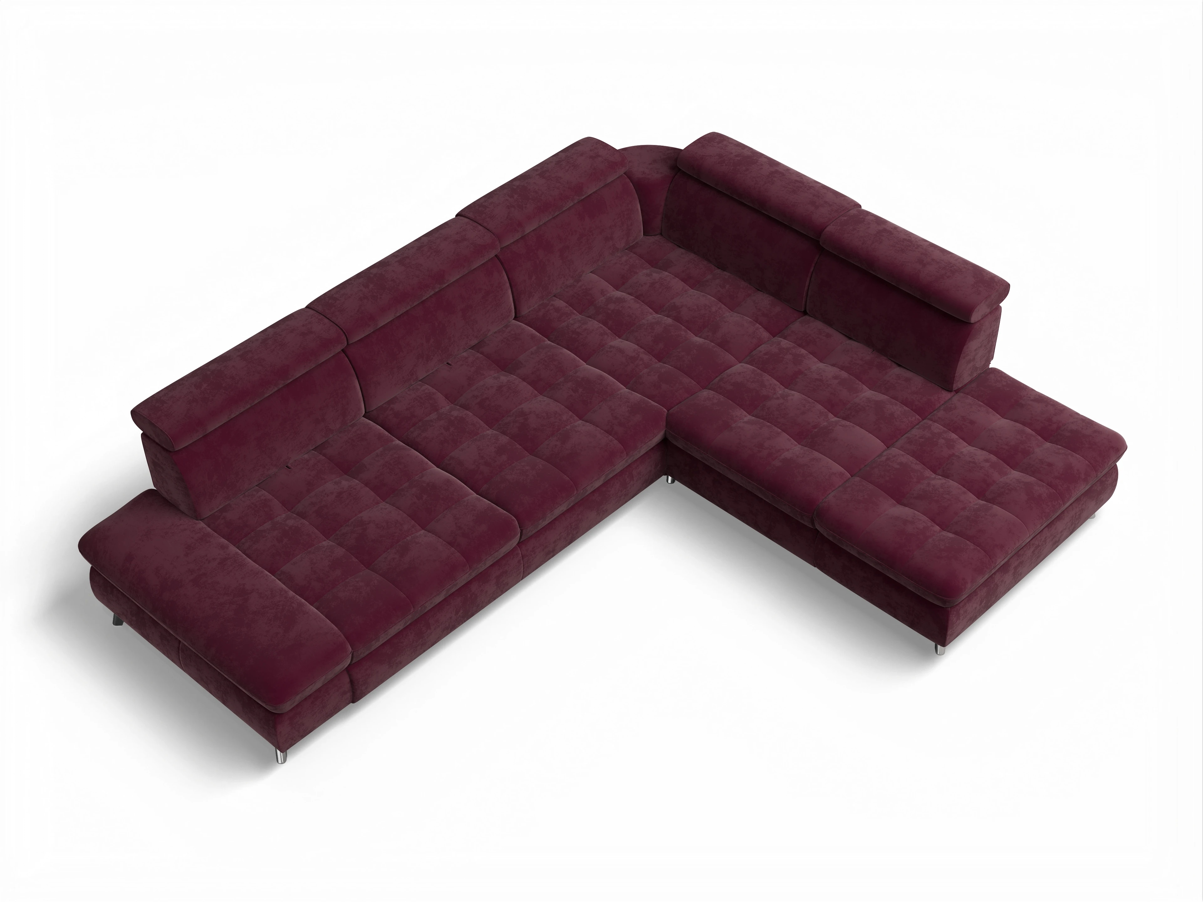 Ansicht des Produktes Memphis Stoff Ecksofa rechts Abschluss offen in Stoff Rot