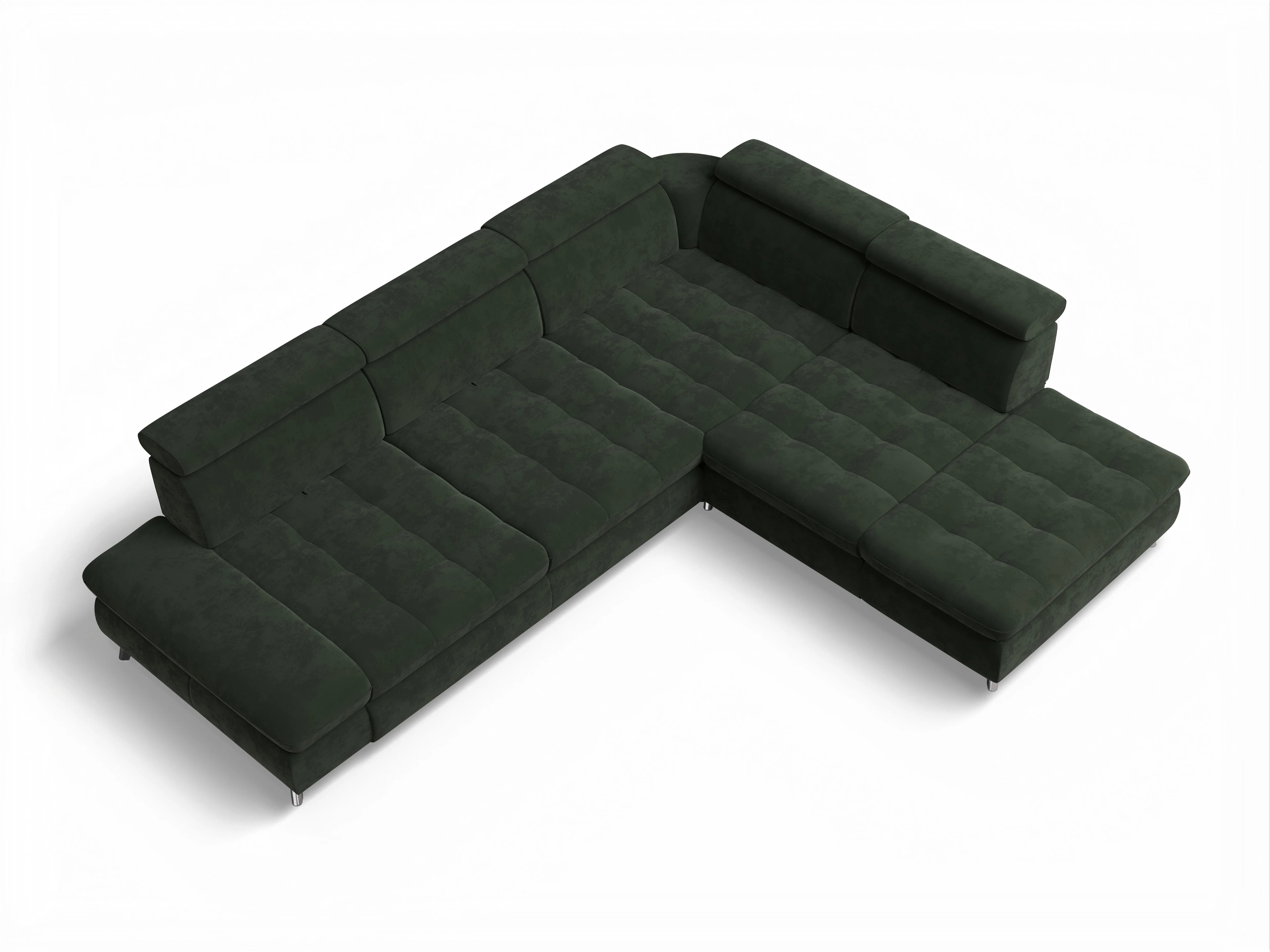 Ansicht des Produktes Memphis Stoff Ecksofa rechts Abschluss offen in Stoff Grün