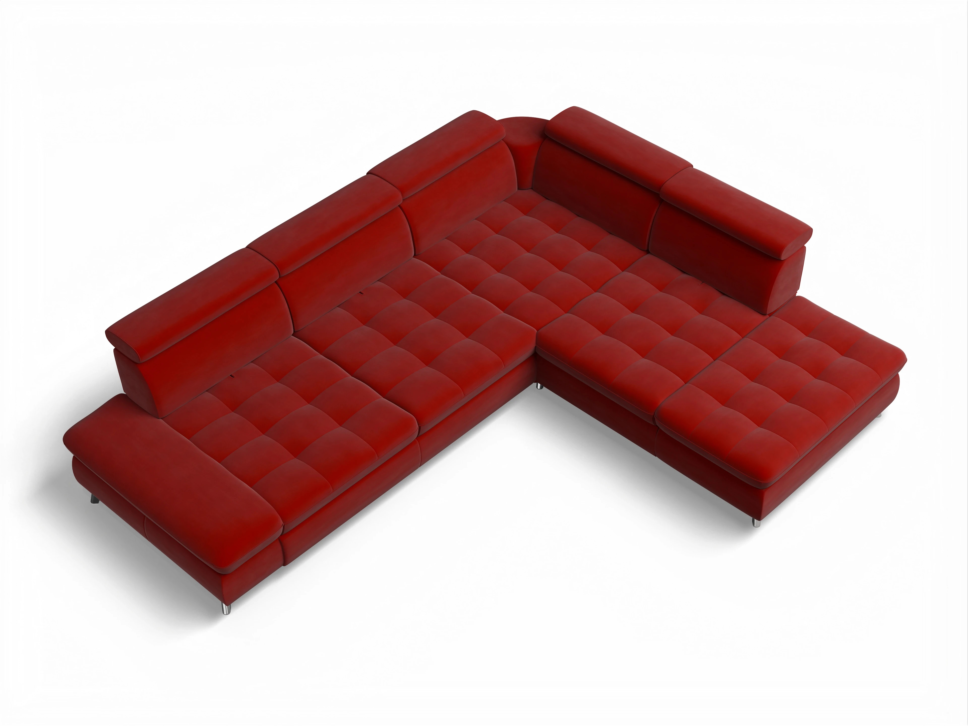 Ansicht des Produktes Memphis Stoff Ecksofa rechts Abschluss offen in Stoff Rot
