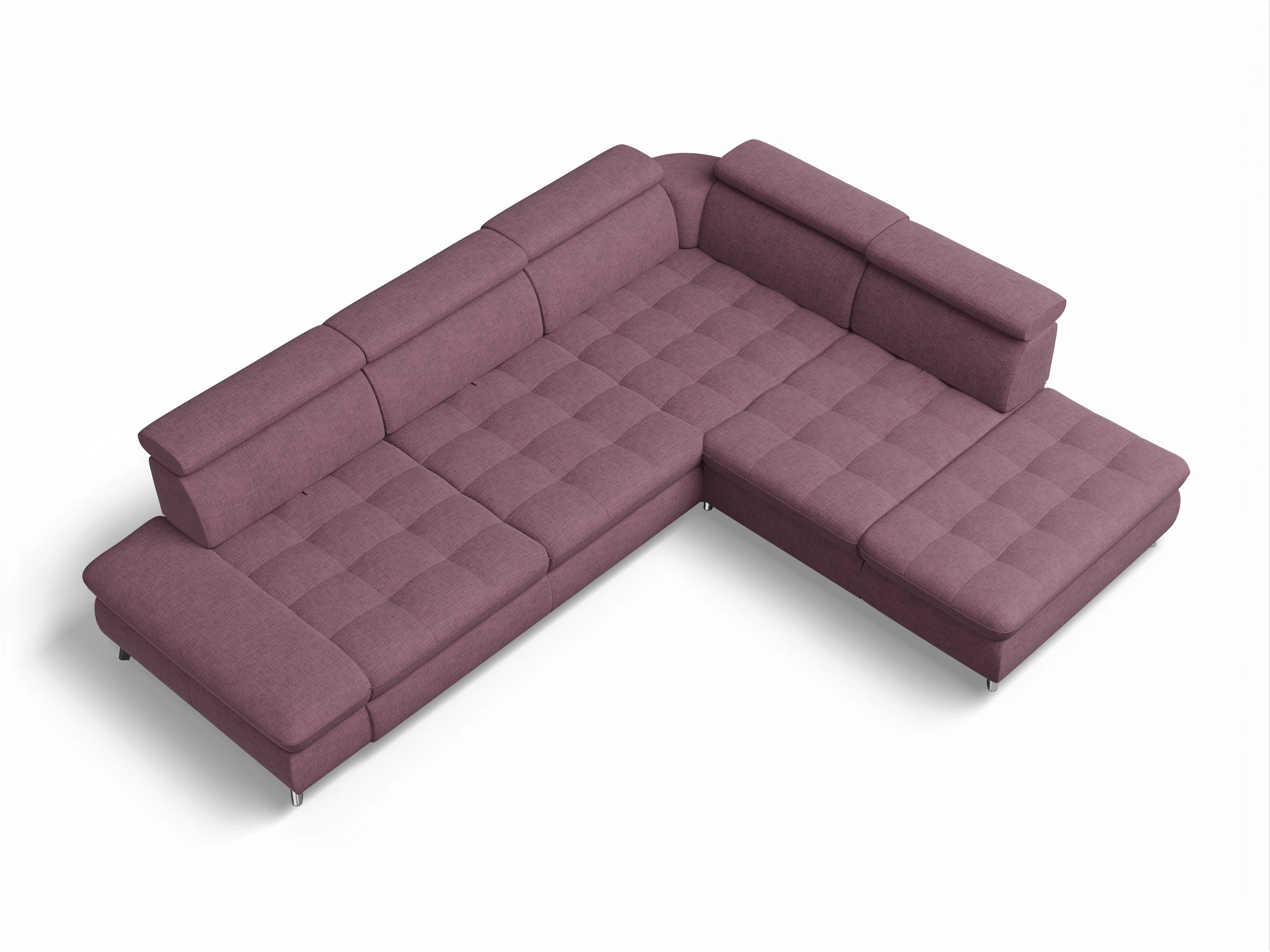 Ansicht des Produktes Memphis Stoff Ecksofa rechts Abschluss offen in Stoff Rot