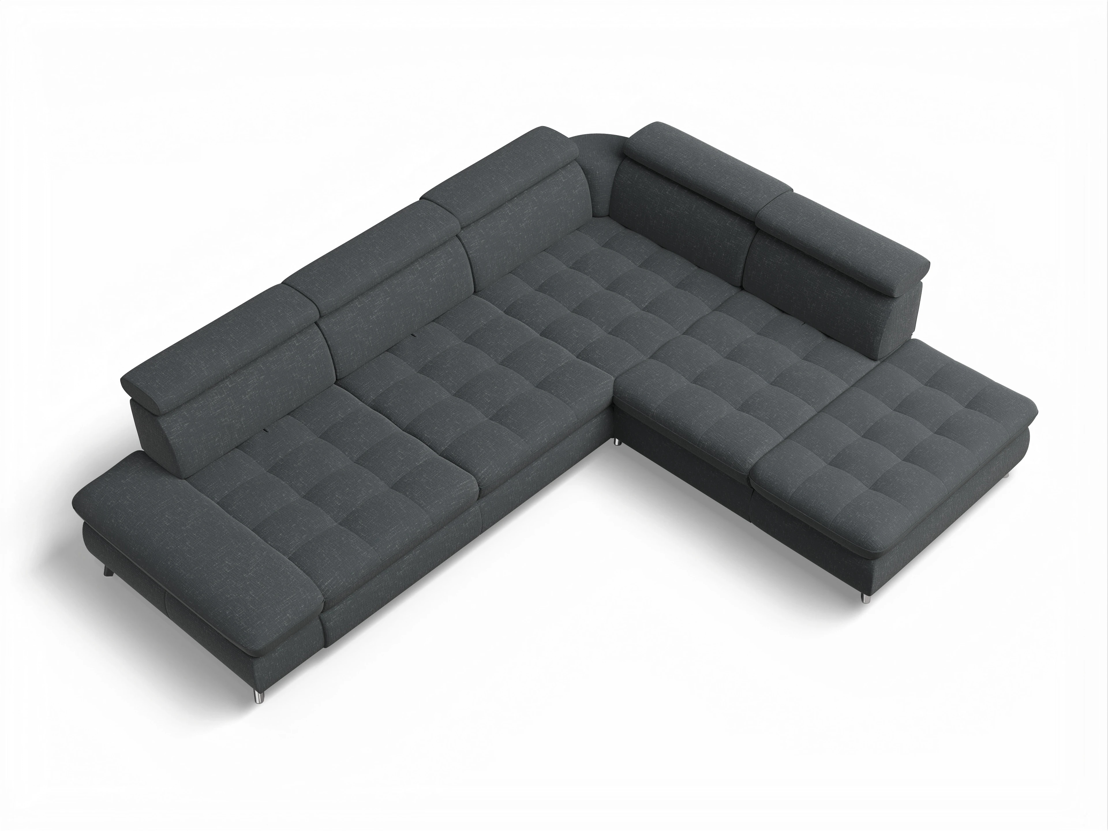 Ansicht des Produktes Memphis Stoff Ecksofa rechts Abschluss offen in Stoff Grau