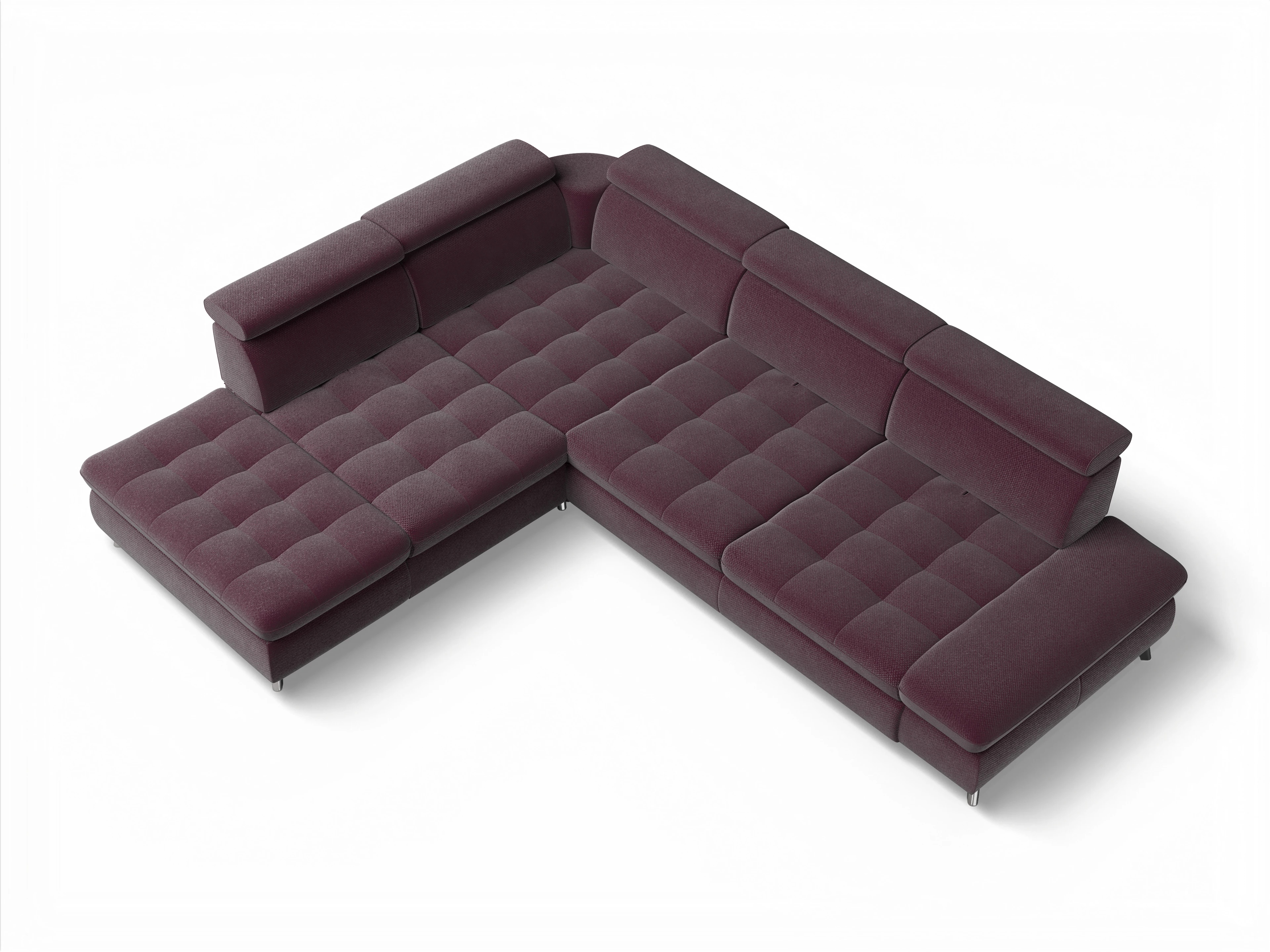 Ansicht des Produktes Memphis Stoff Ecksofa links Abschluss offen in Stoff Rot