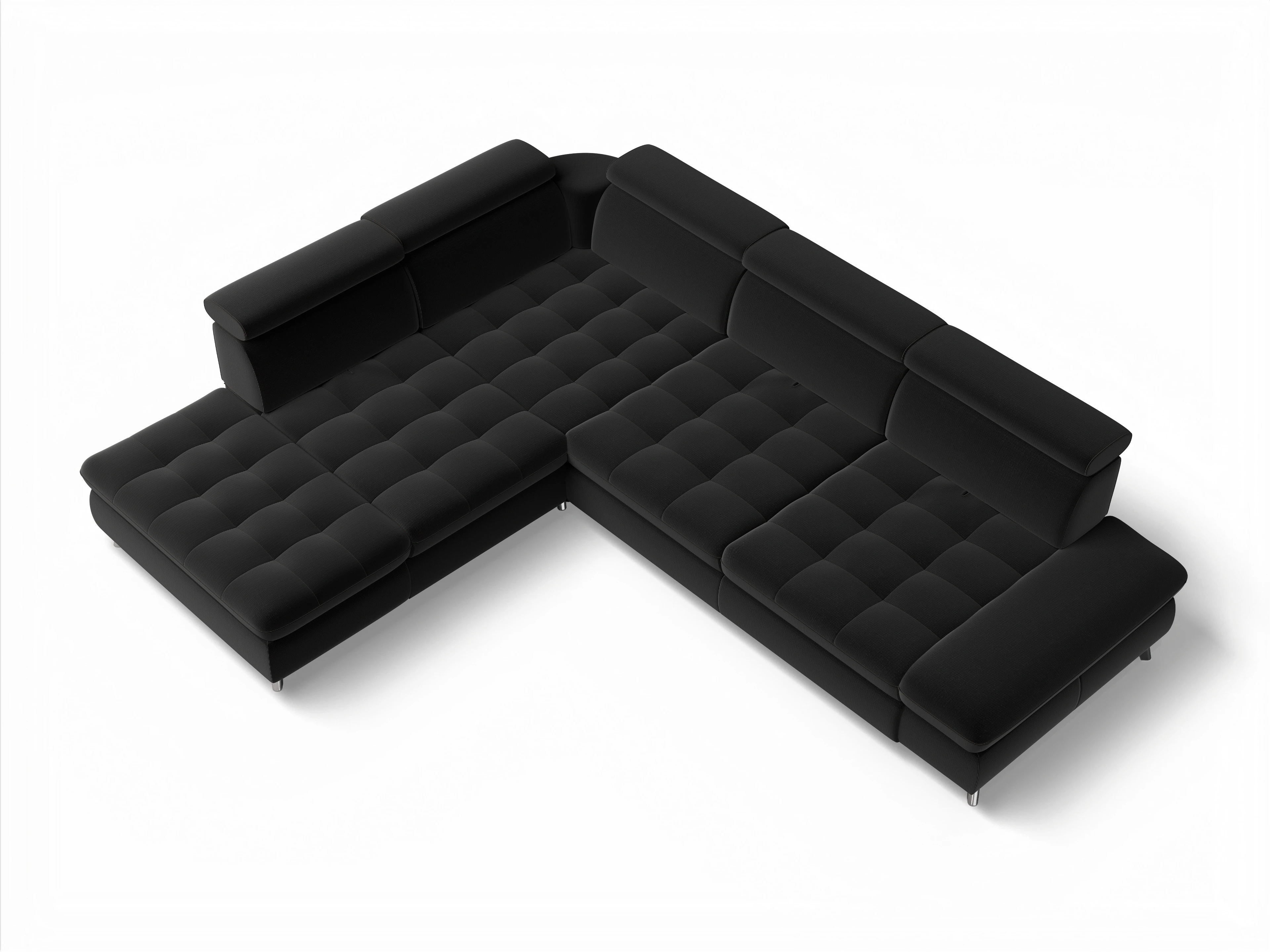 Ansicht des Produktes Memphis Stoff Ecksofa links Abschluss offen in Stoff Schwarz