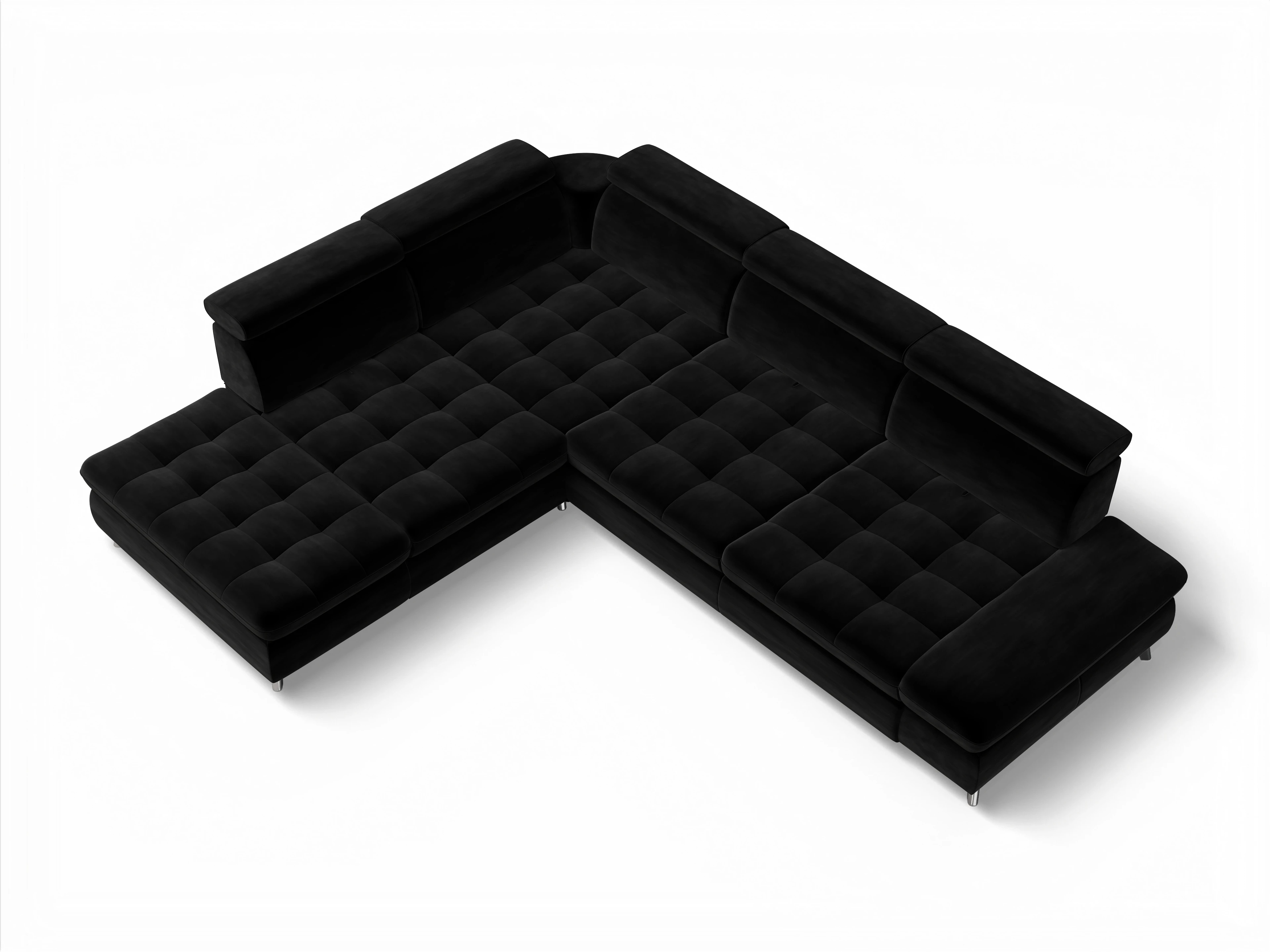Ansicht des Produktes Memphis Stoff Ecksofa links Abschluss offen in Stoff Schwarz