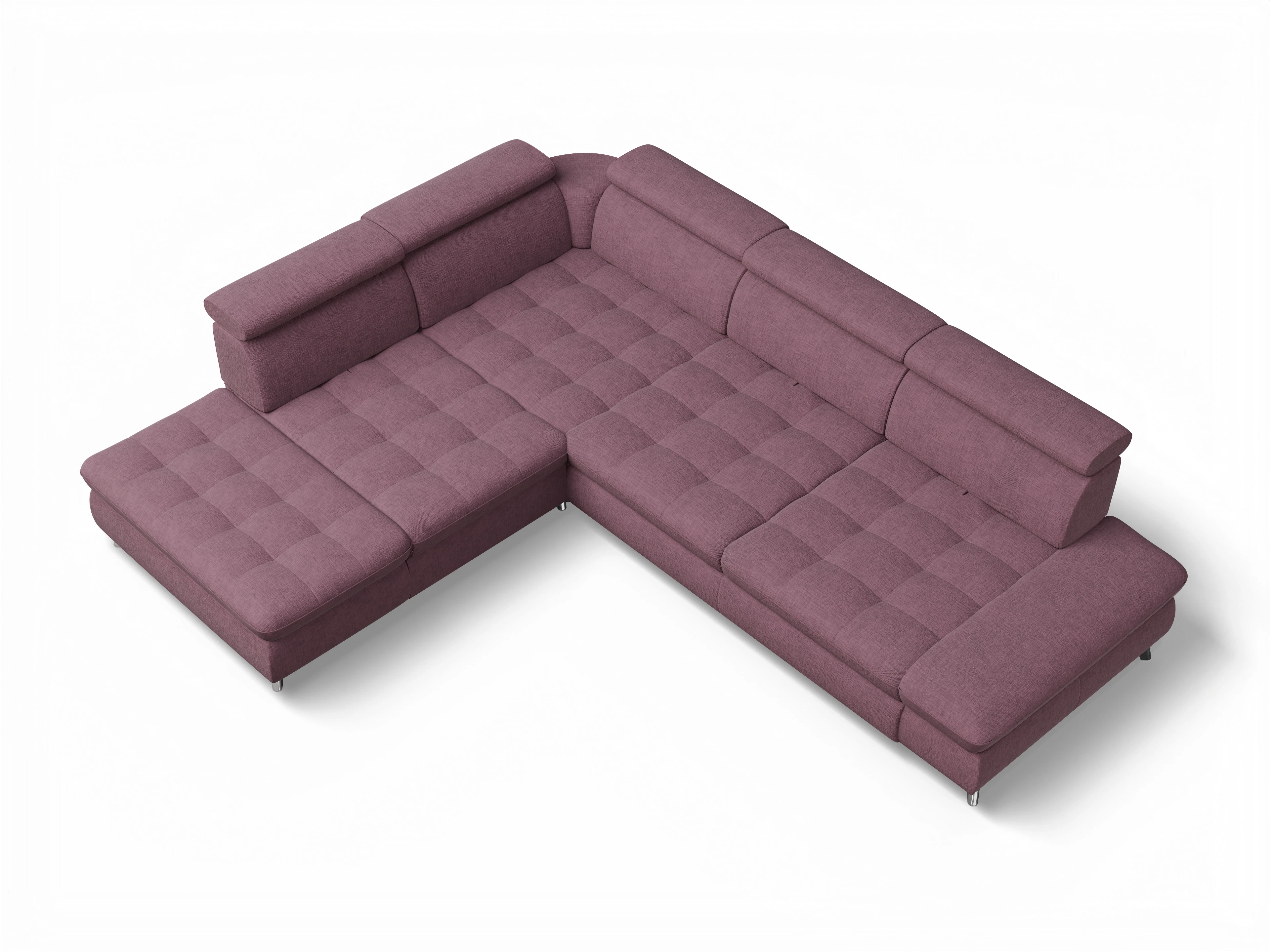 Ansicht des Produktes Memphis Stoff Ecksofa links Abschluss offen in Stoff Rot