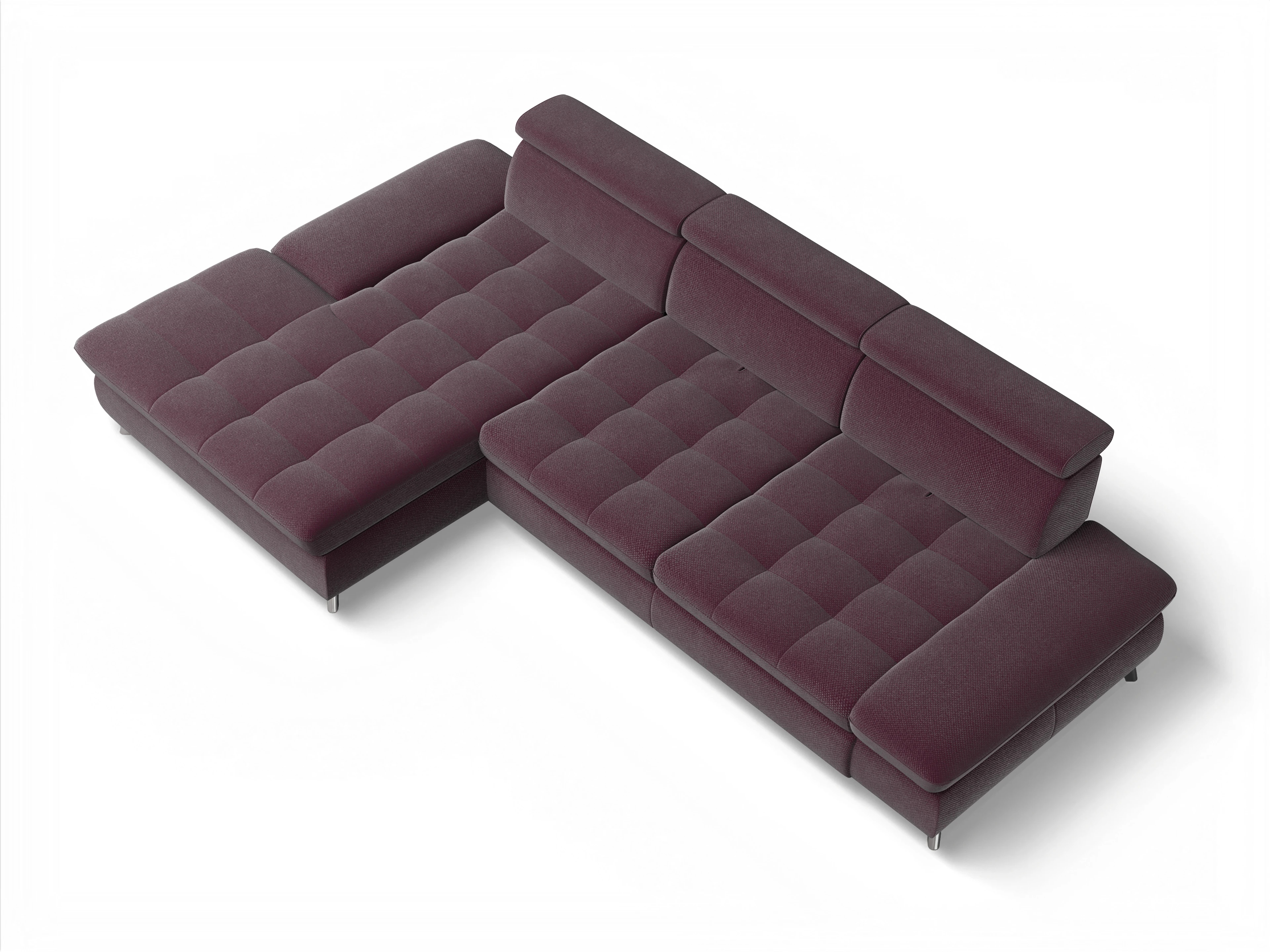 Ansicht des Produktes Memphis Stoff Ecksofa links Abschluss offen in Stoff Rot