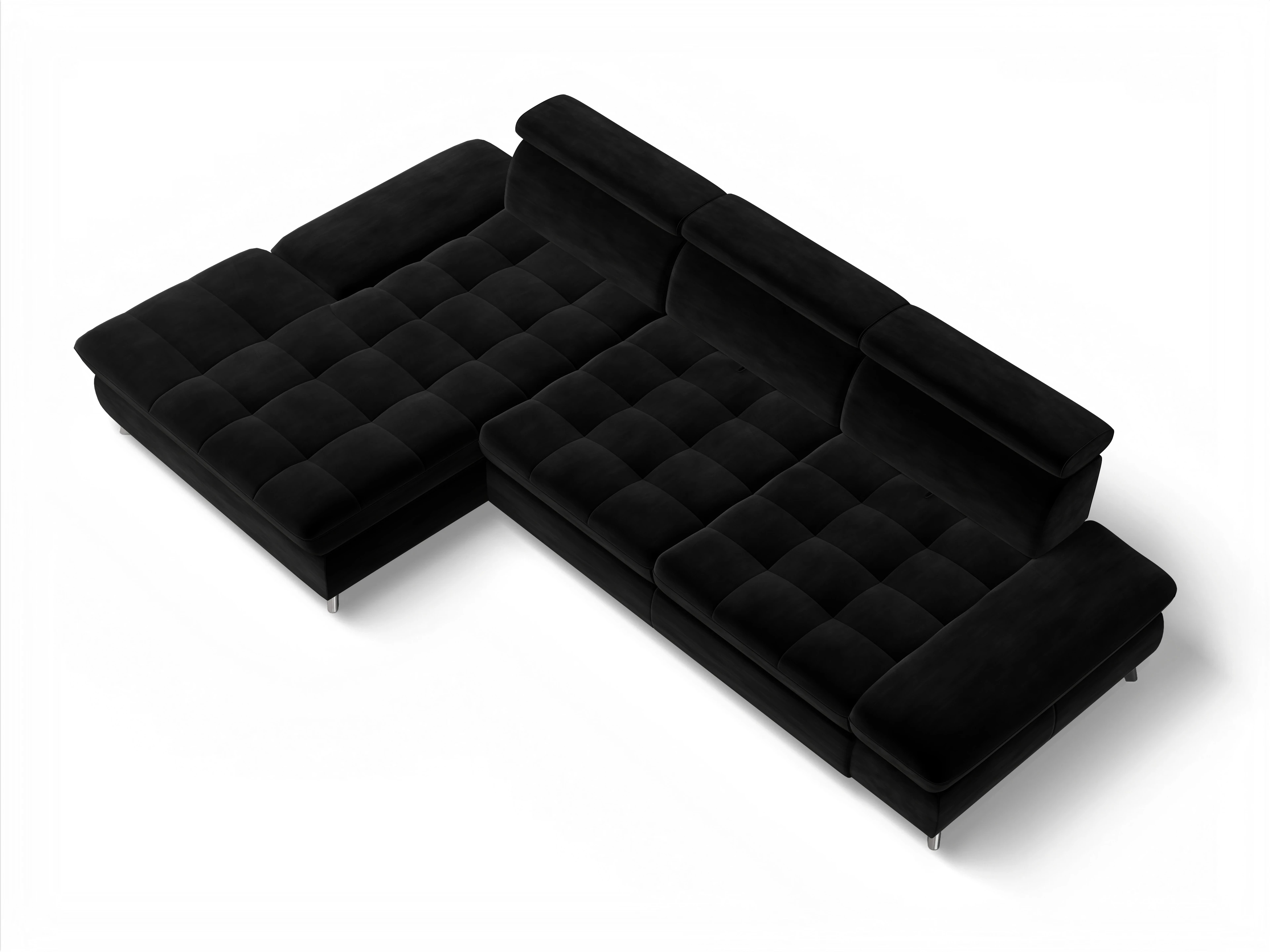 Ansicht des Produktes Memphis Stoff Ecksofa links Abschluss offen in Stoff Schwarz