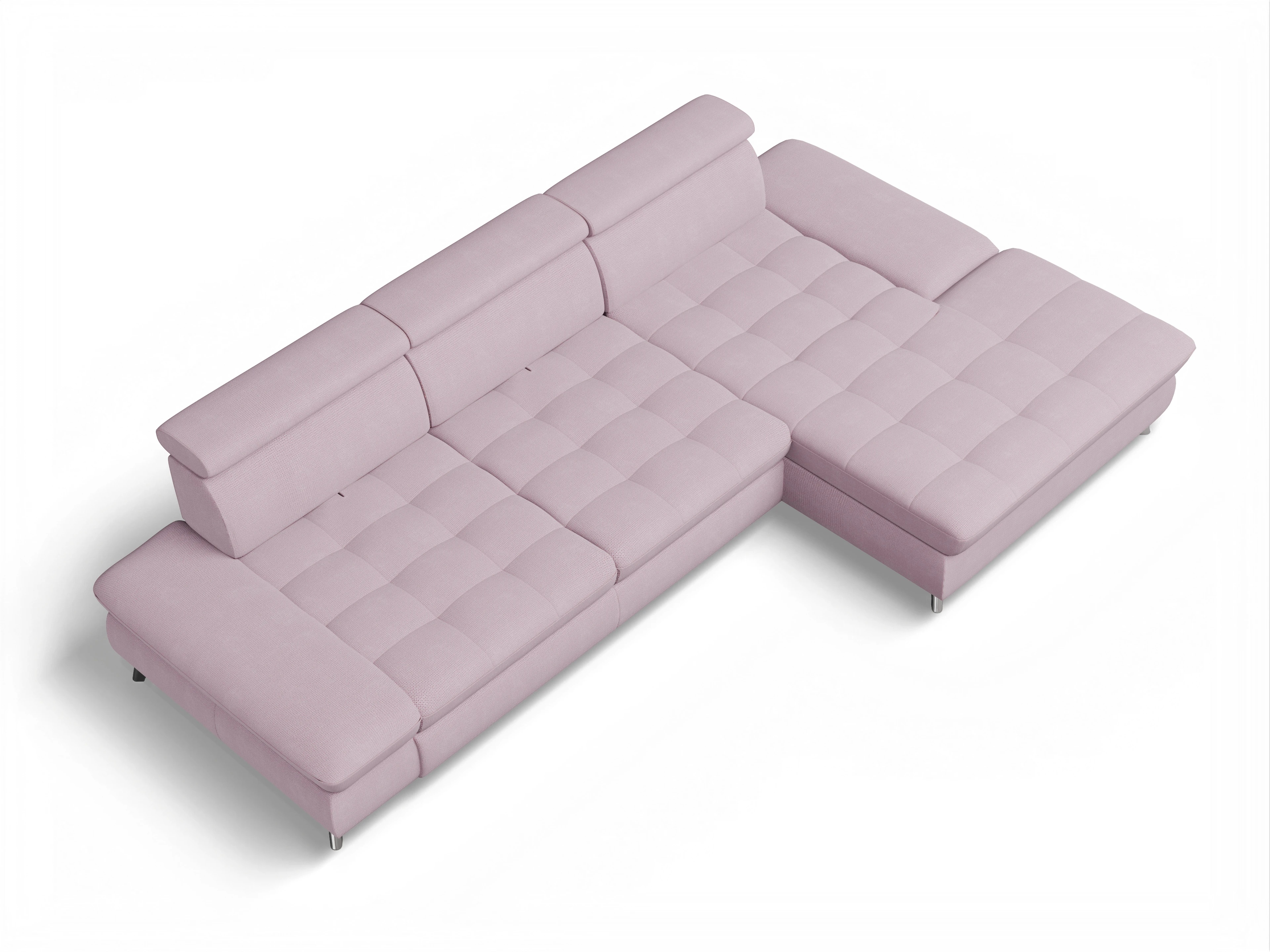 Ansicht des Produktes Memphis Stoff Ecksofa rechts Abschluss offen in Stoff Rosa