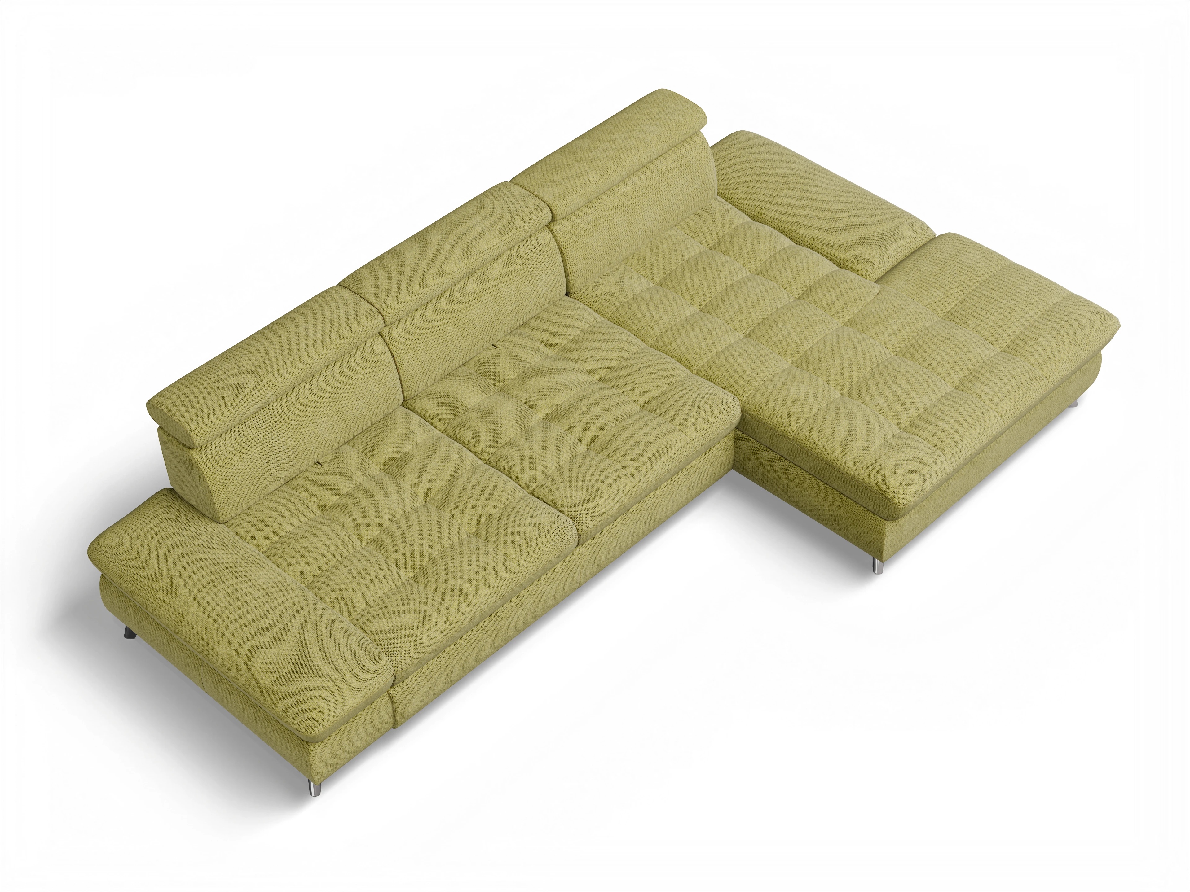 Ansicht des Produktes Memphis Stoff Ecksofa rechts Abschluss offen in Stoff Grün