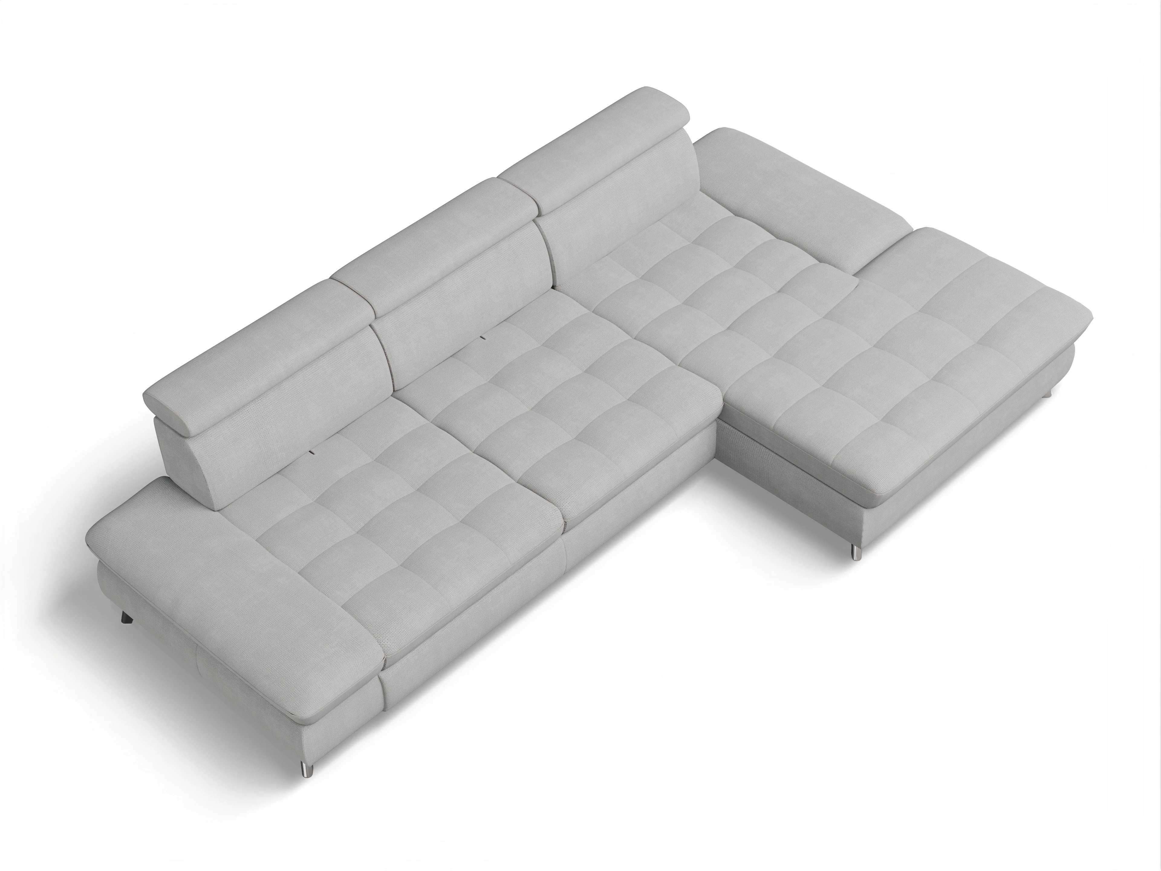 Ansicht des Produktes Memphis Stoff Ecksofa rechts Abschluss offen in Stoff Grau
