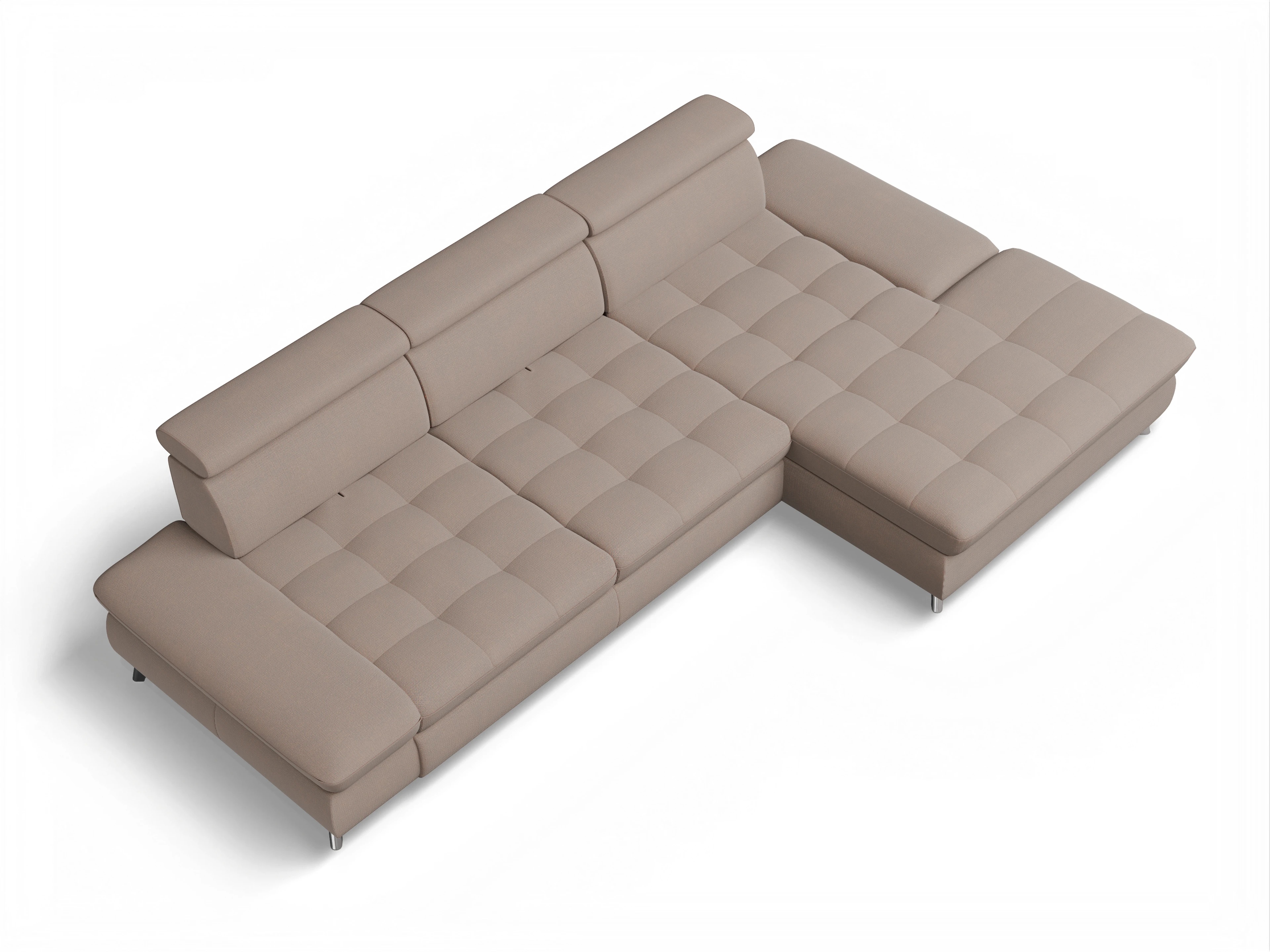 Ansicht des Produktes Memphis Stoff Ecksofa rechts Abschluss offen in Stoff Braun