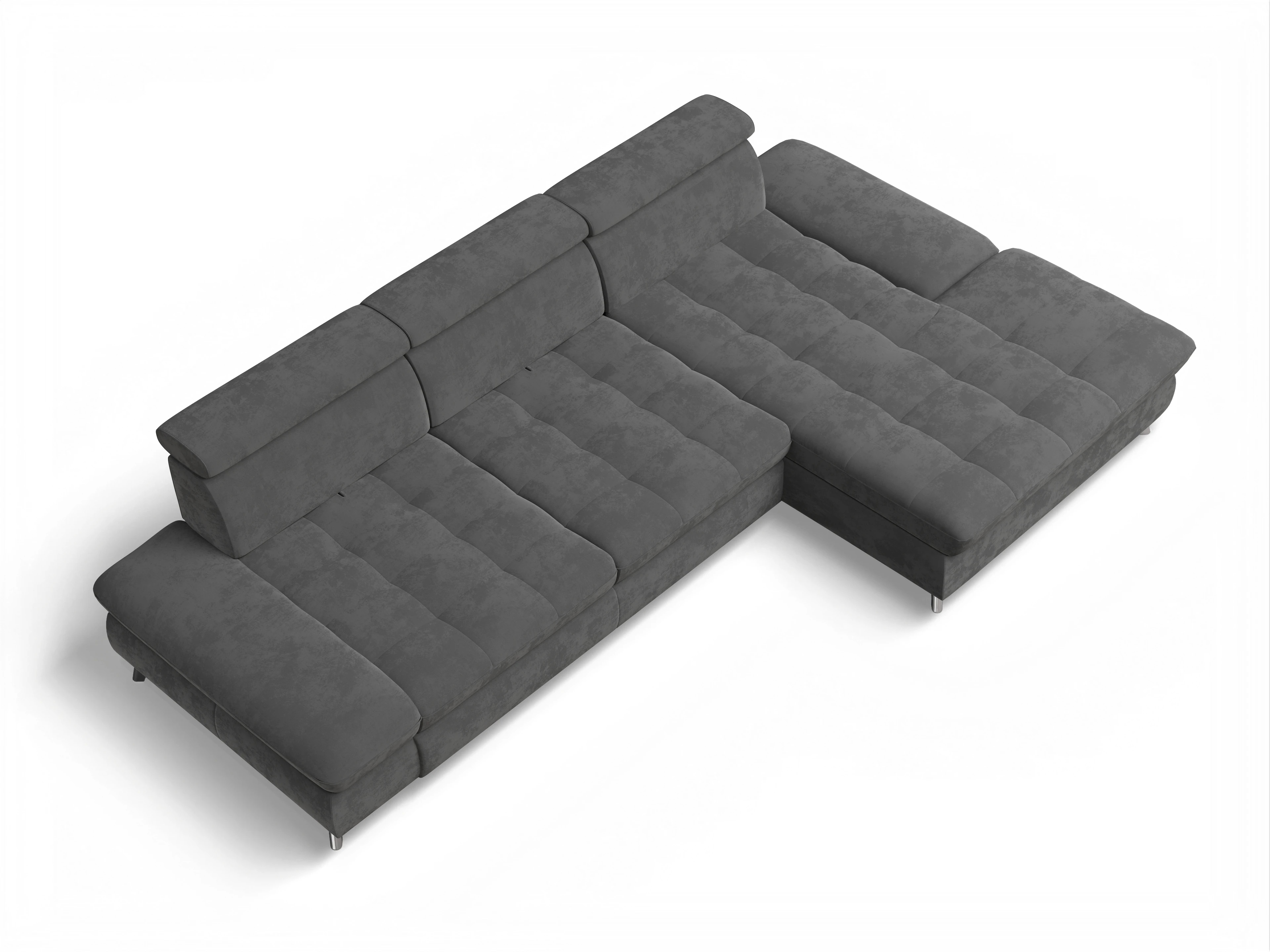Ansicht des Produktes Memphis Stoff Ecksofa rechts Abschluss offen in Stoff Grau