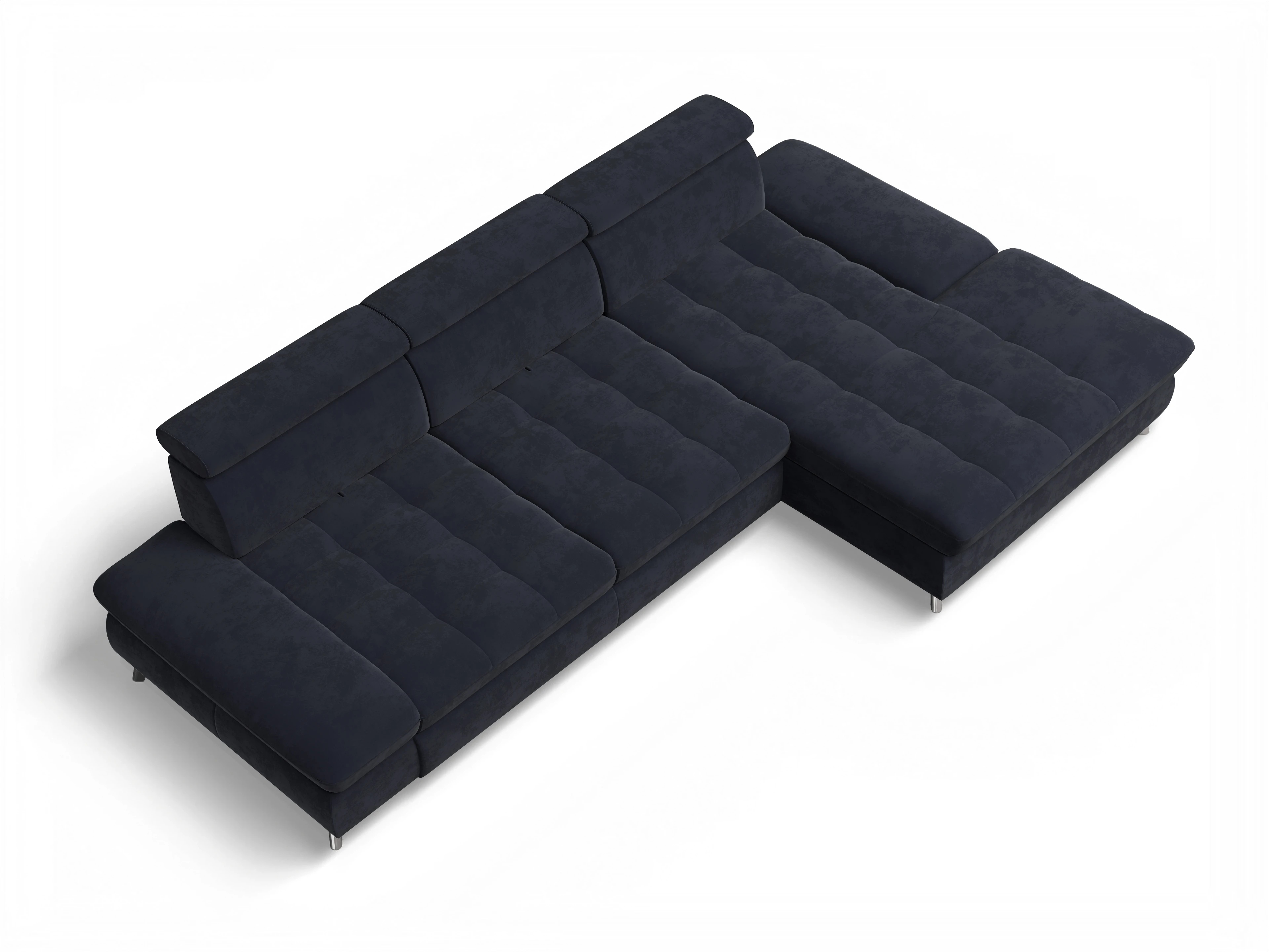 Ansicht des Produktes Memphis Stoff Ecksofa rechts Abschluss offen in Stoff Blau