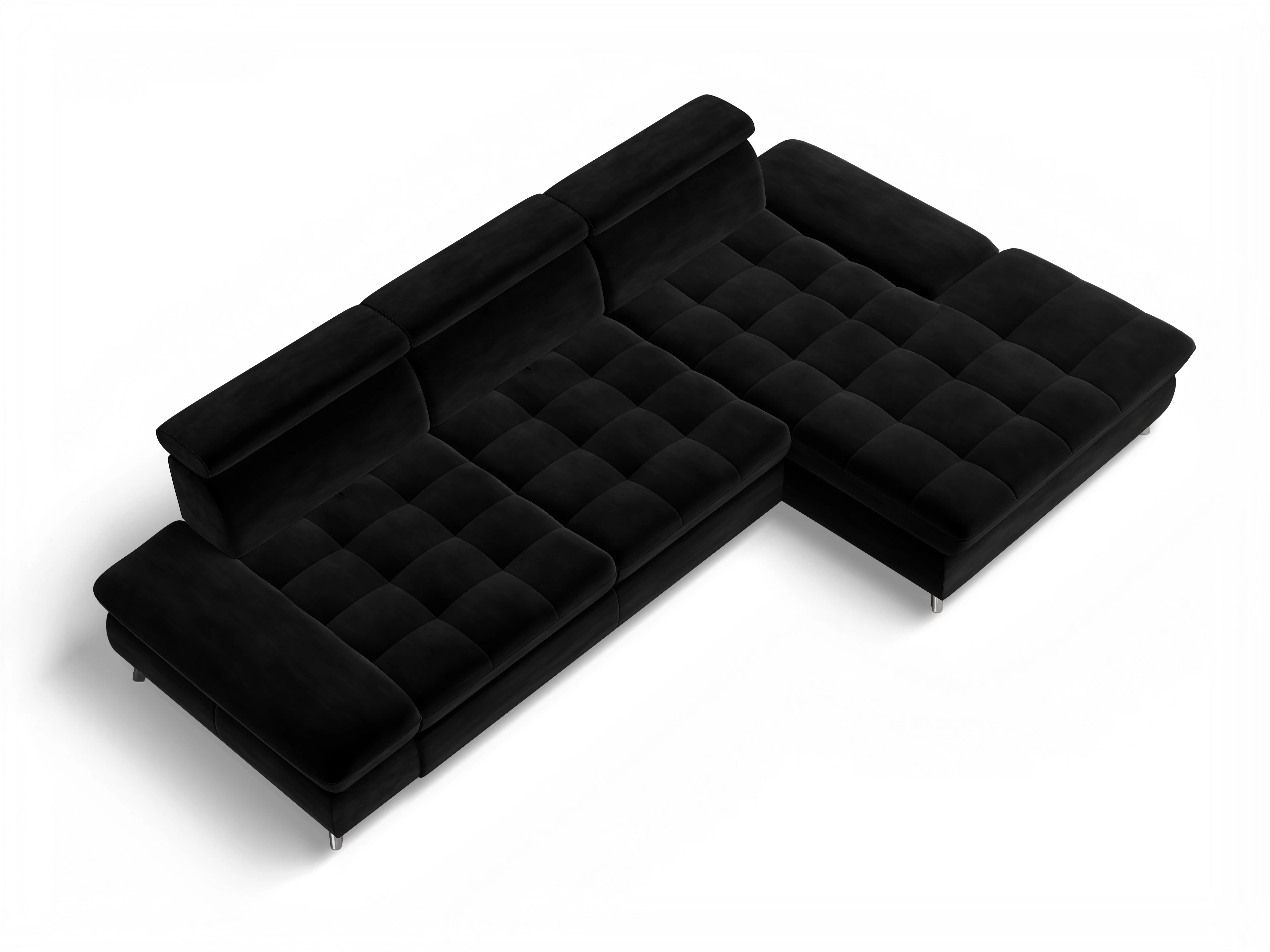 Ansicht des Produktes Memphis Stoff Ecksofa rechts Abschluss offen in Stoff Schwarz