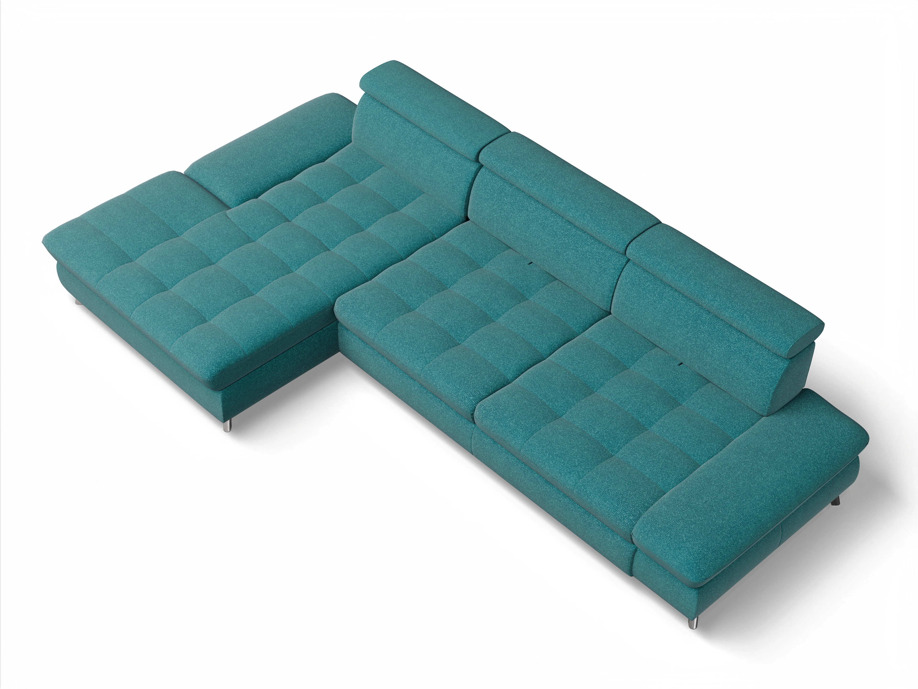 Ansicht des Produktes Memphis Stoff Ecksofa links Abschluss offen in Stoff Gelb