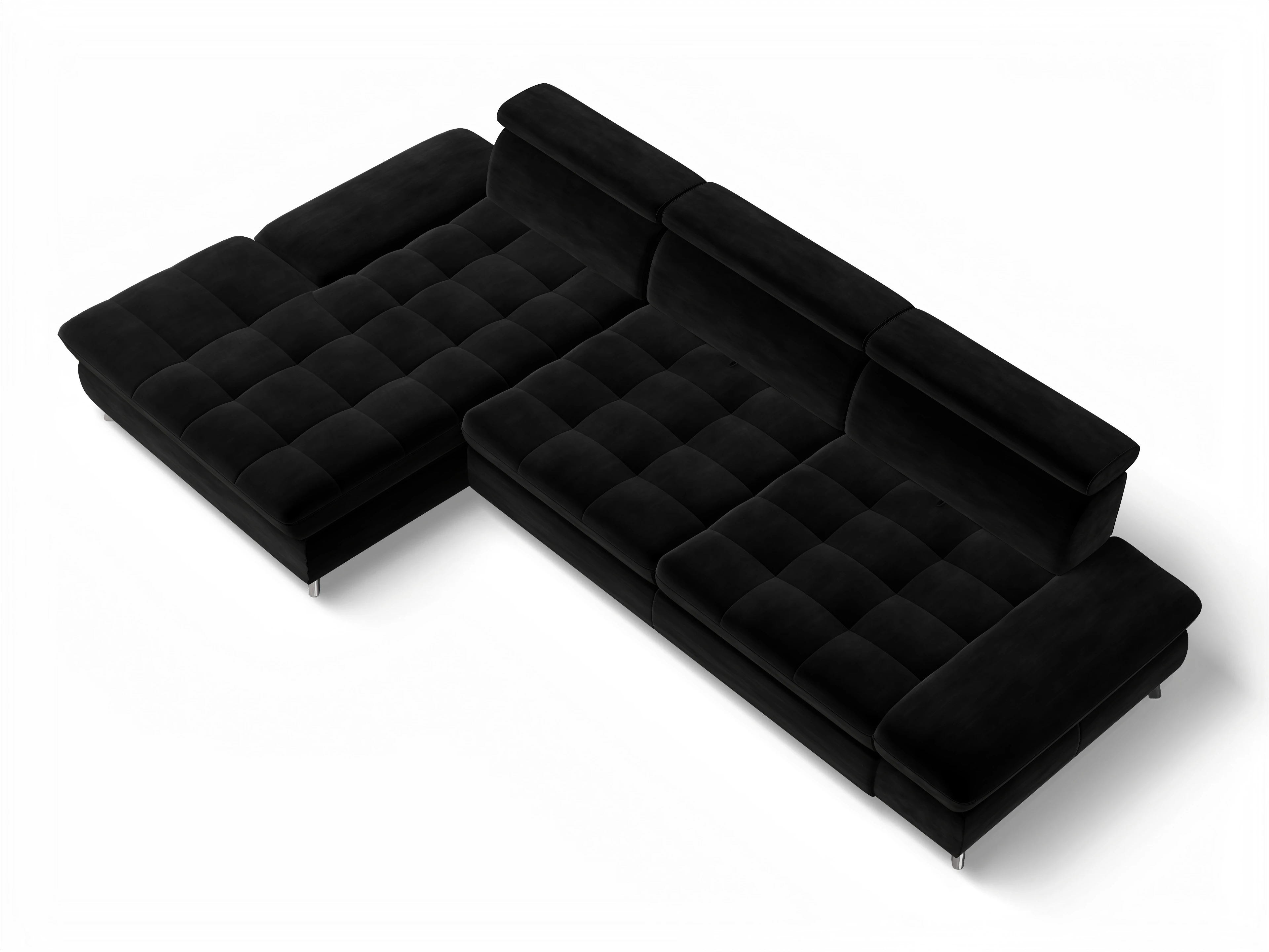 Ansicht des Produktes Memphis Stoff Ecksofa links Abschluss offen in Stoff Schwarz