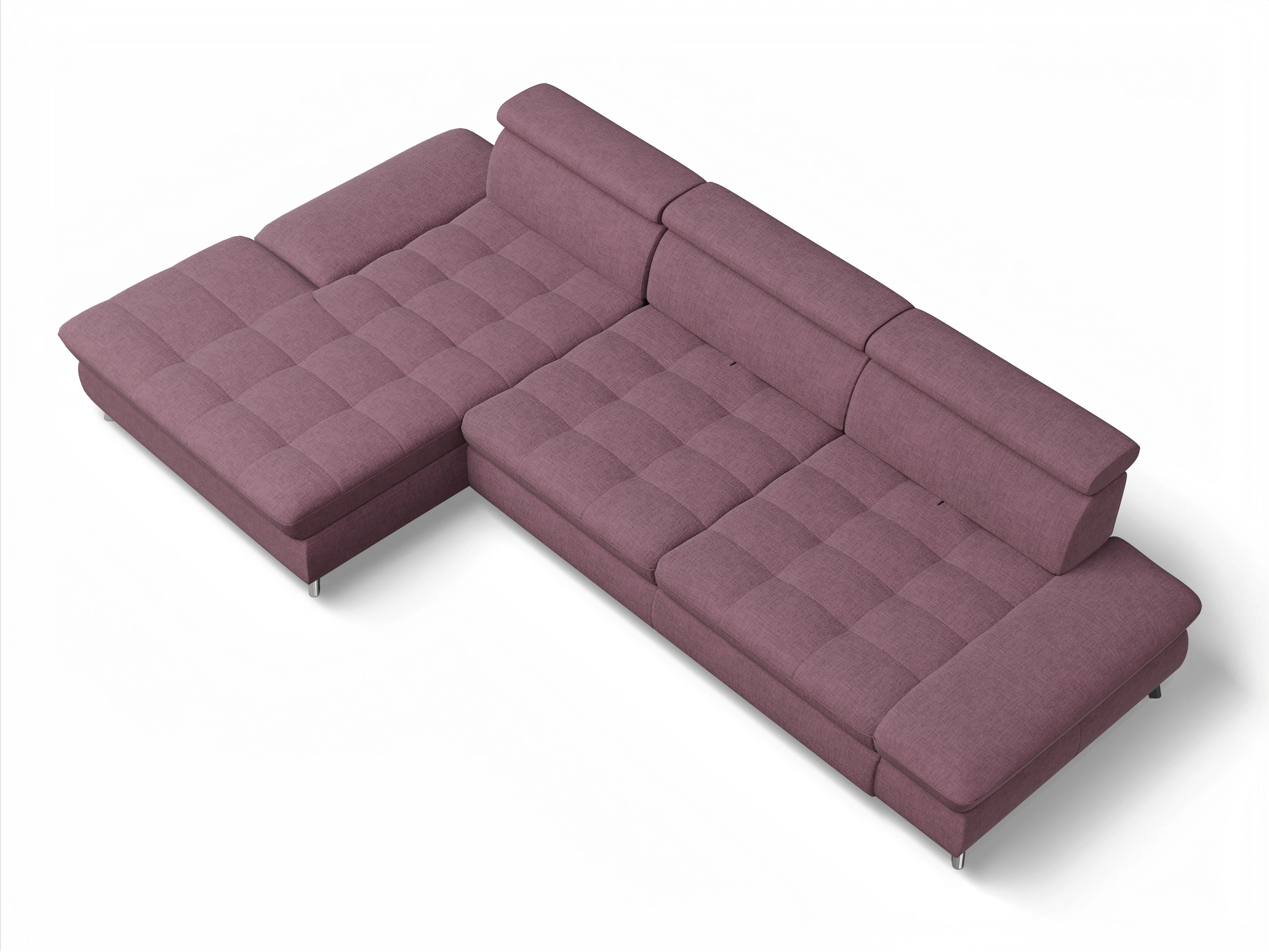 Ansicht des Produktes Memphis Stoff Ecksofa links Abschluss offen in Stoff Rot