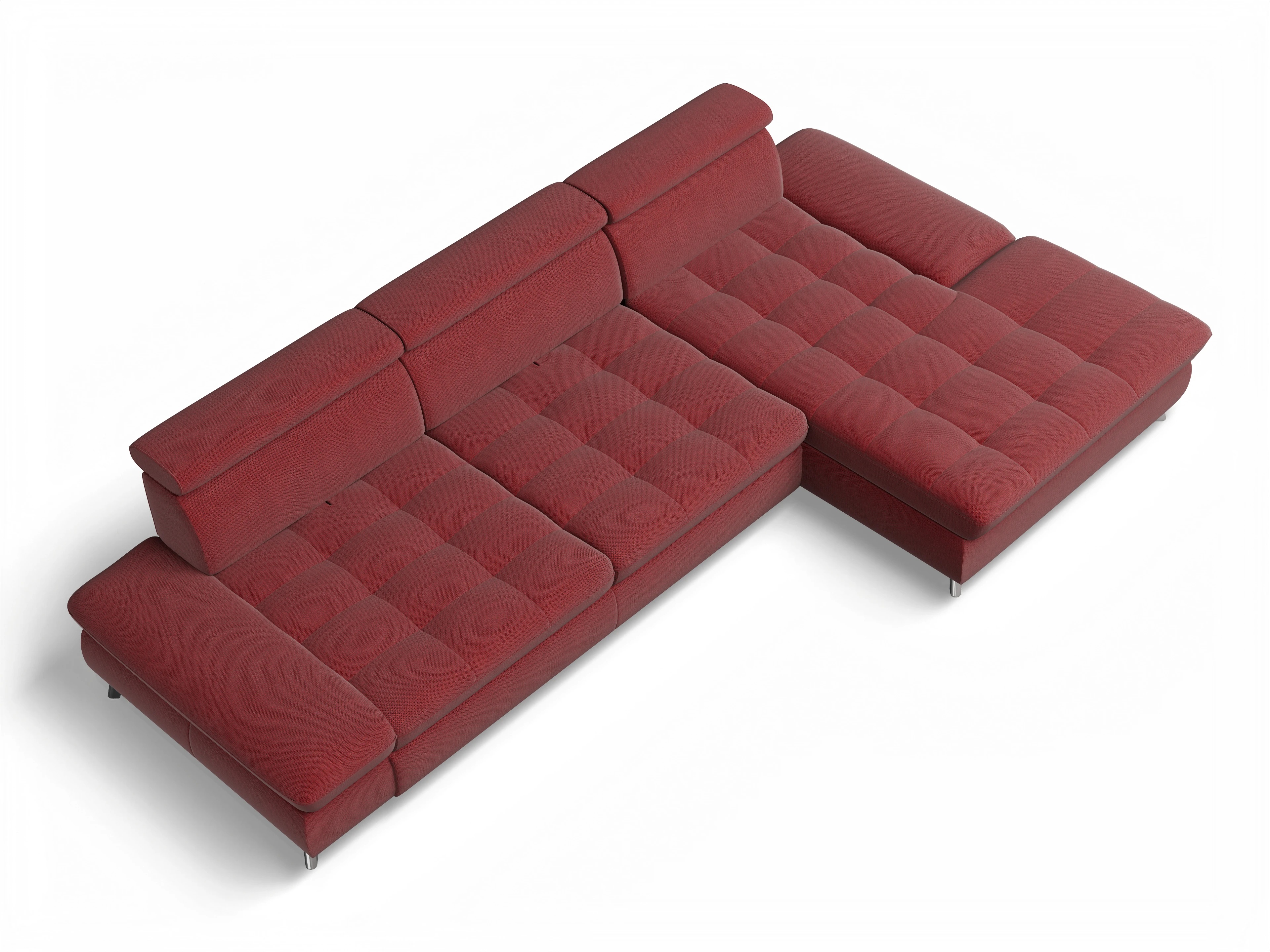 Ansicht des Produktes Memphis Stoff Ecksofa rechts Abschluss offen in Stoff Rot