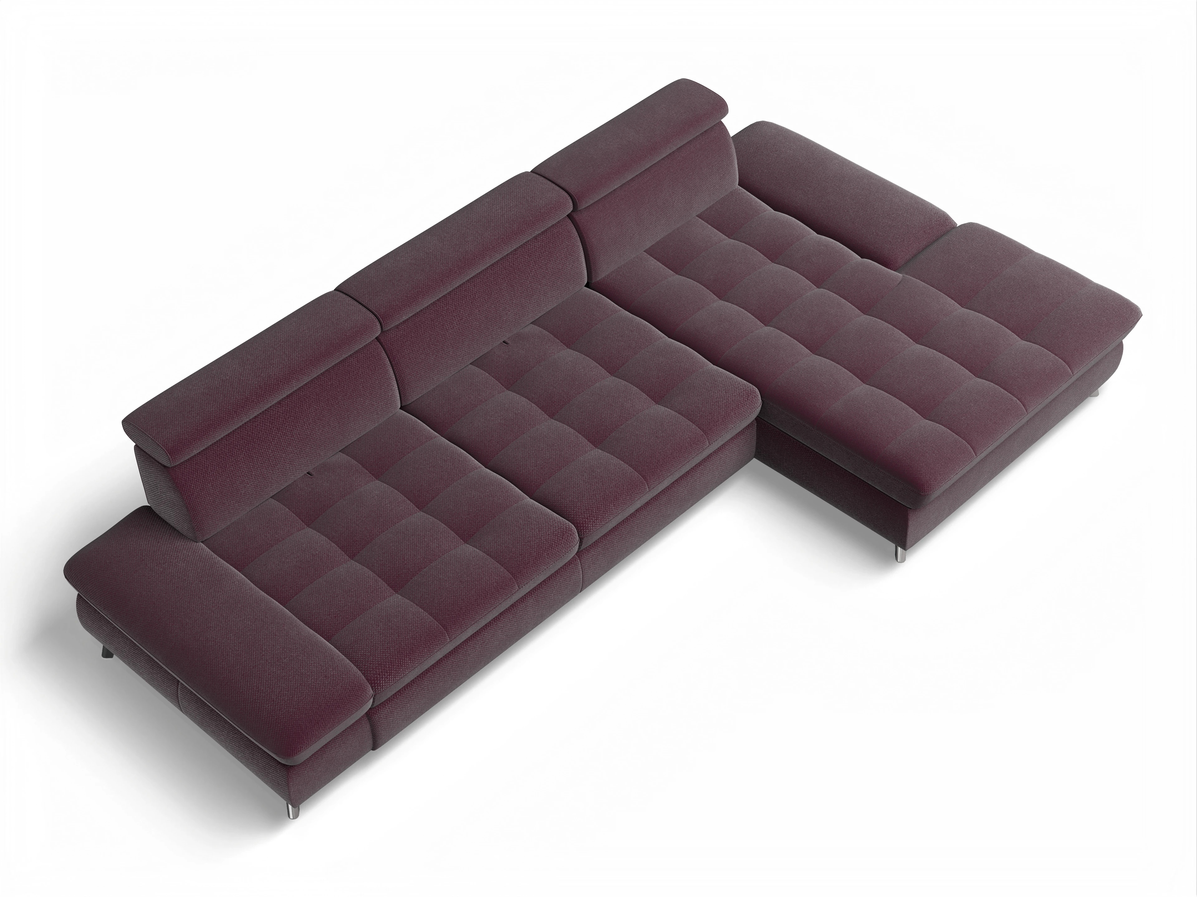 Ansicht des Produktes Memphis Stoff Ecksofa rechts Abschluss offen in Stoff Rot