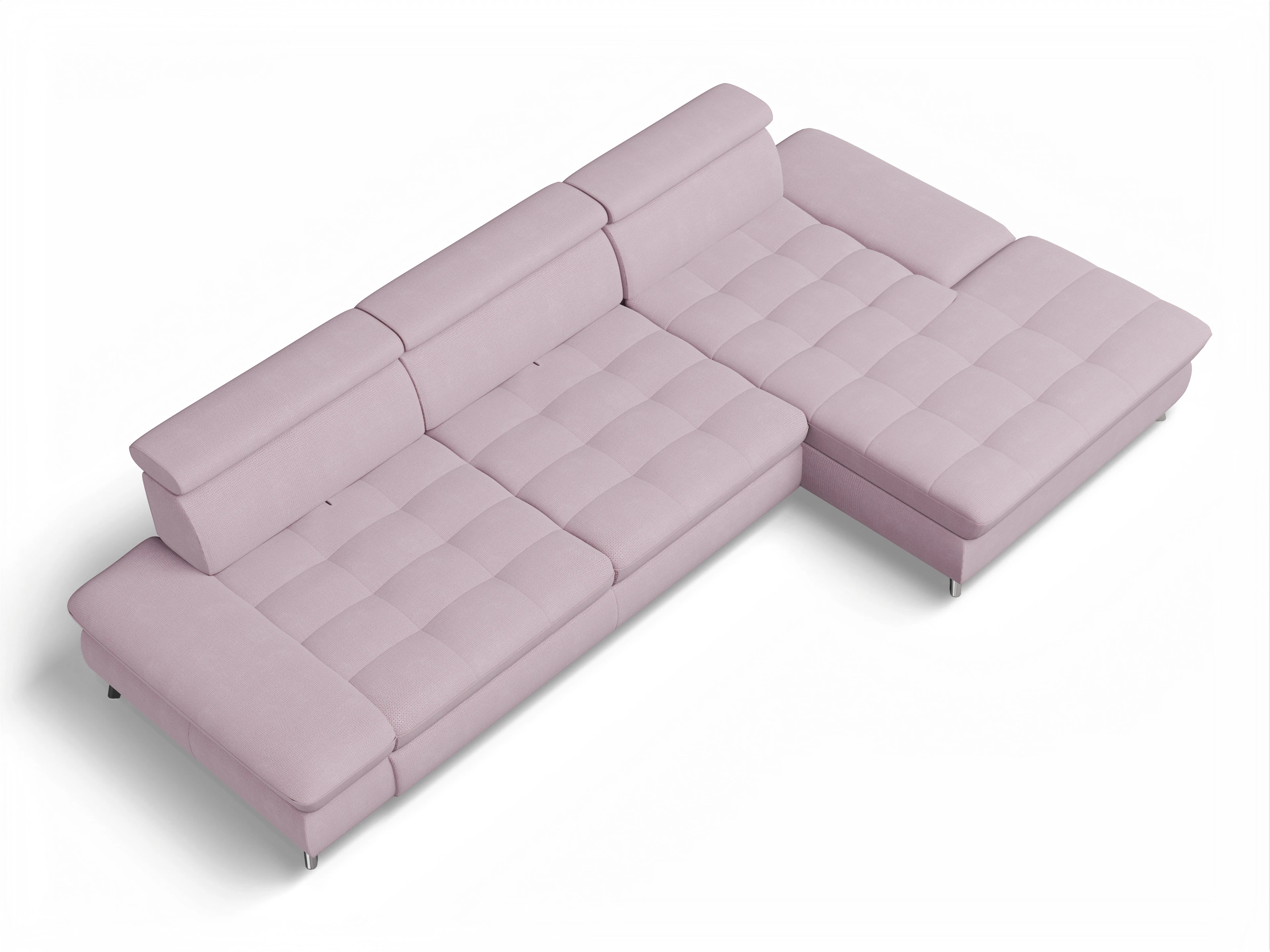 Ansicht des Produktes Memphis Stoff Ecksofa rechts Abschluss offen in Stoff Rosa