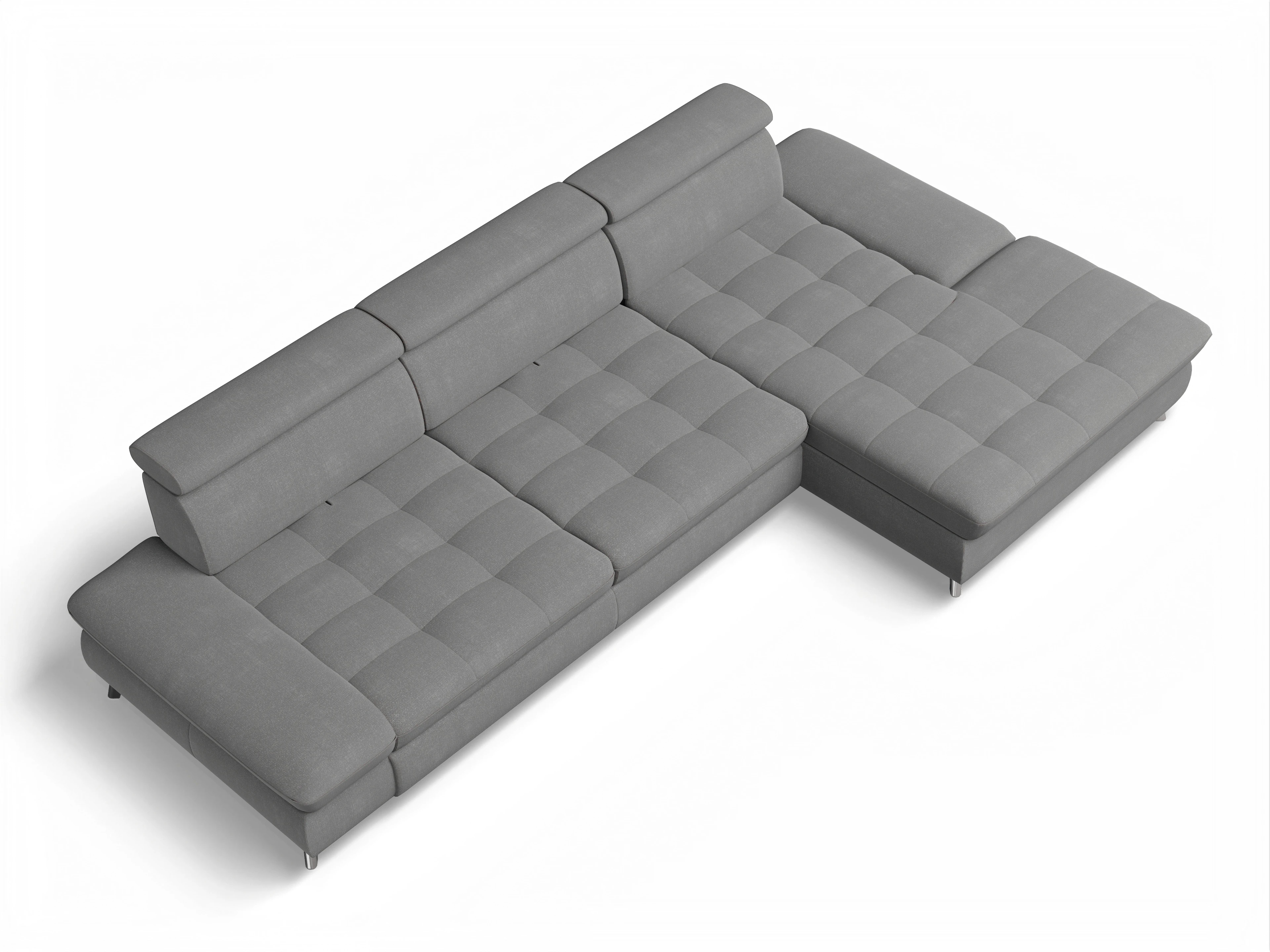Ansicht des Produktes Memphis Stoff Ecksofa rechts Abschluss offen in Stoff Grau