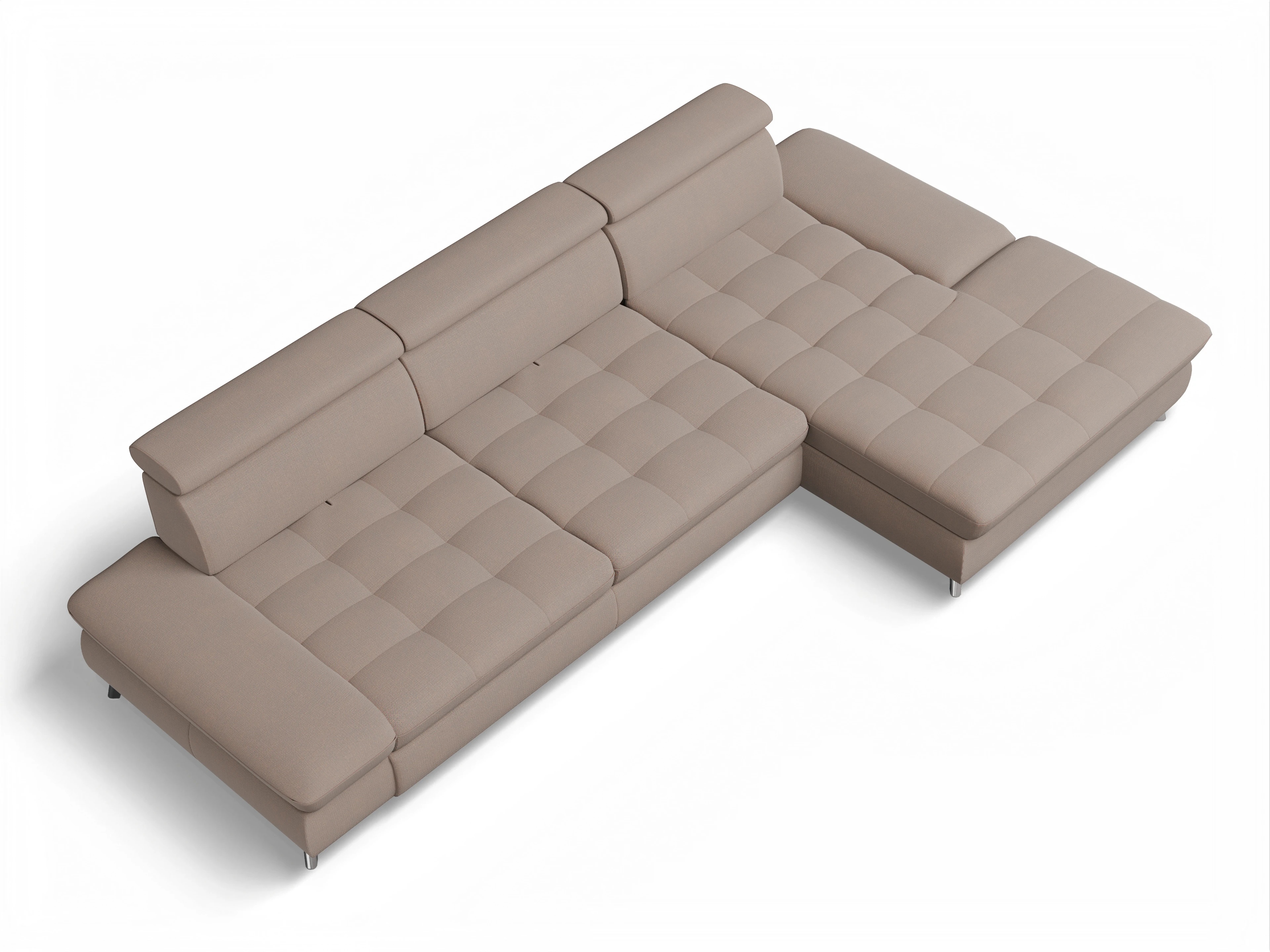 Ansicht des Produktes Memphis Stoff Ecksofa rechts Abschluss offen in Stoff Braun