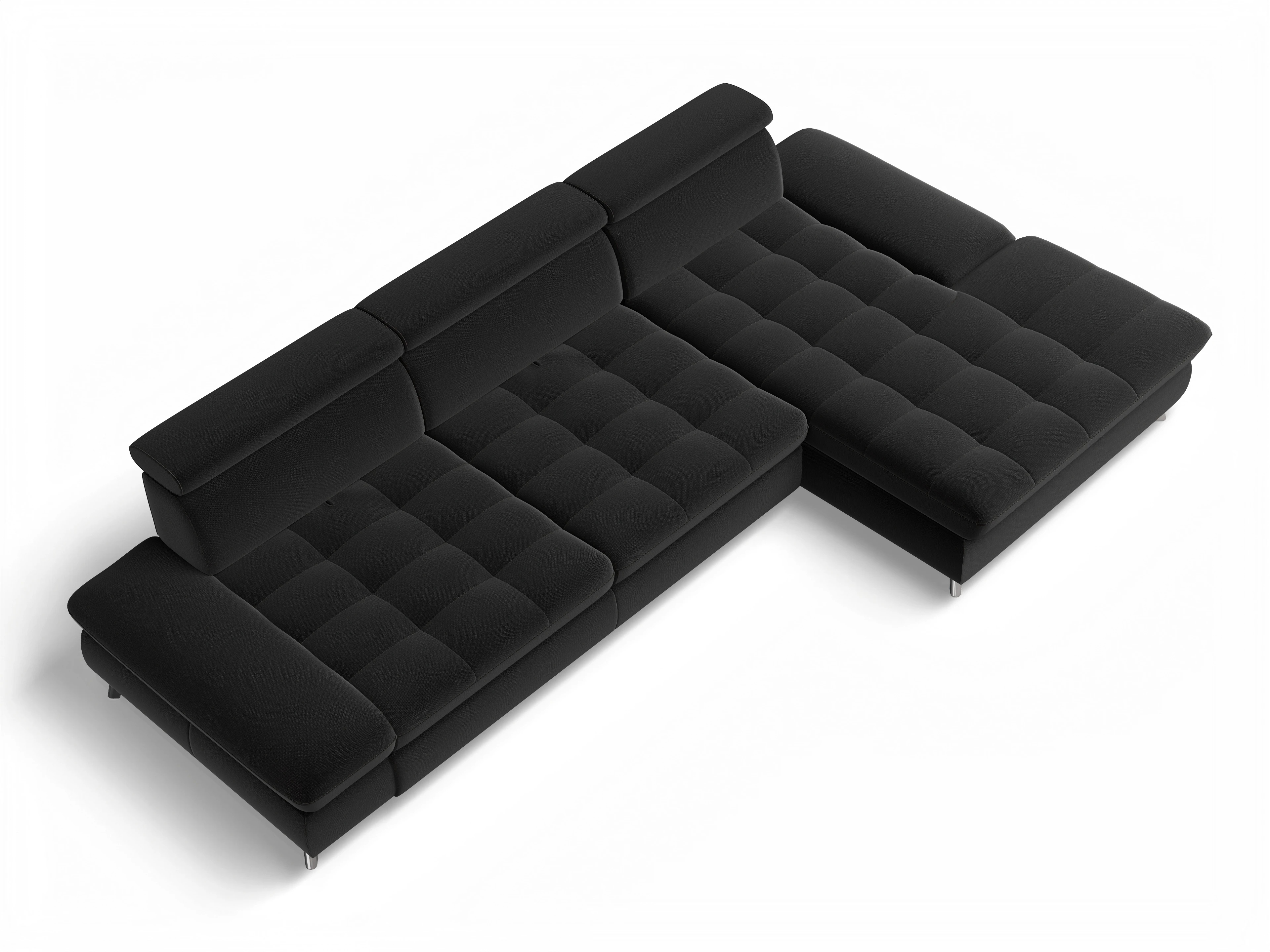 Ansicht des Produktes Memphis Stoff Ecksofa rechts Abschluss offen in Stoff Schwarz