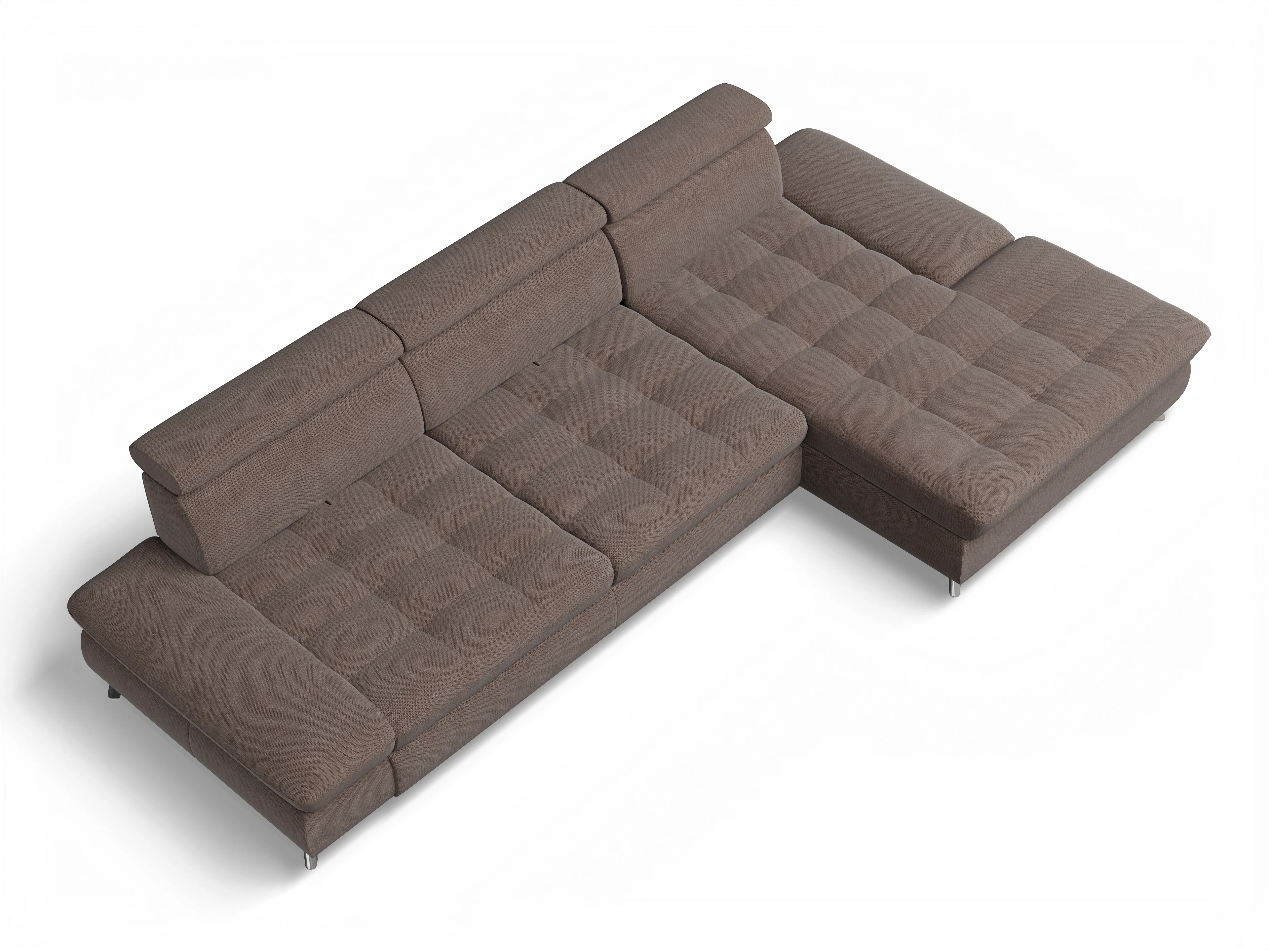 Ansicht des Produktes Memphis Stoff Ecksofa rechts Abschluss offen in Stoff Grau