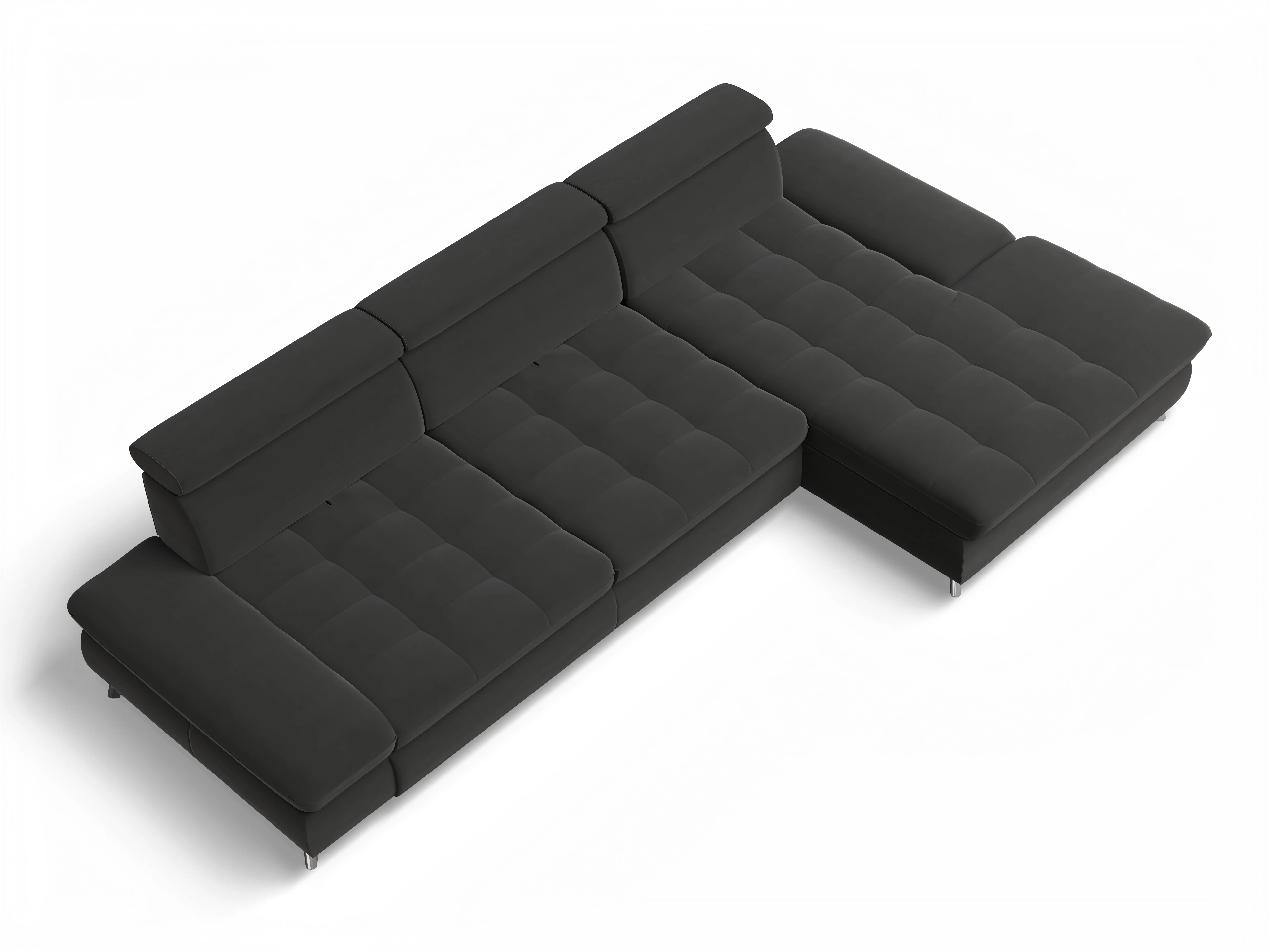 Ansicht des Produktes Memphis Stoff Ecksofa rechts Abschluss offen in Stoff Grau