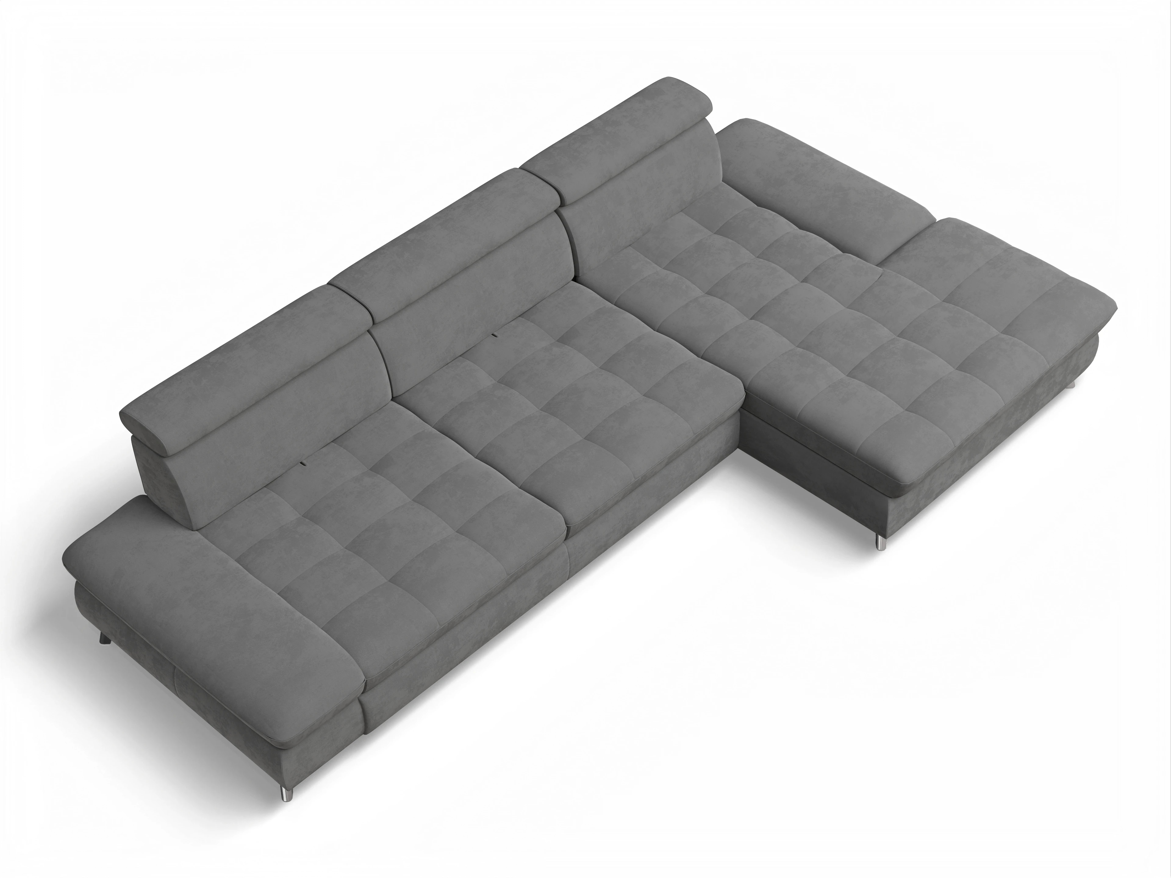 Ansicht des Produktes Memphis Stoff Ecksofa rechts Abschluss offen in Stoff Grau