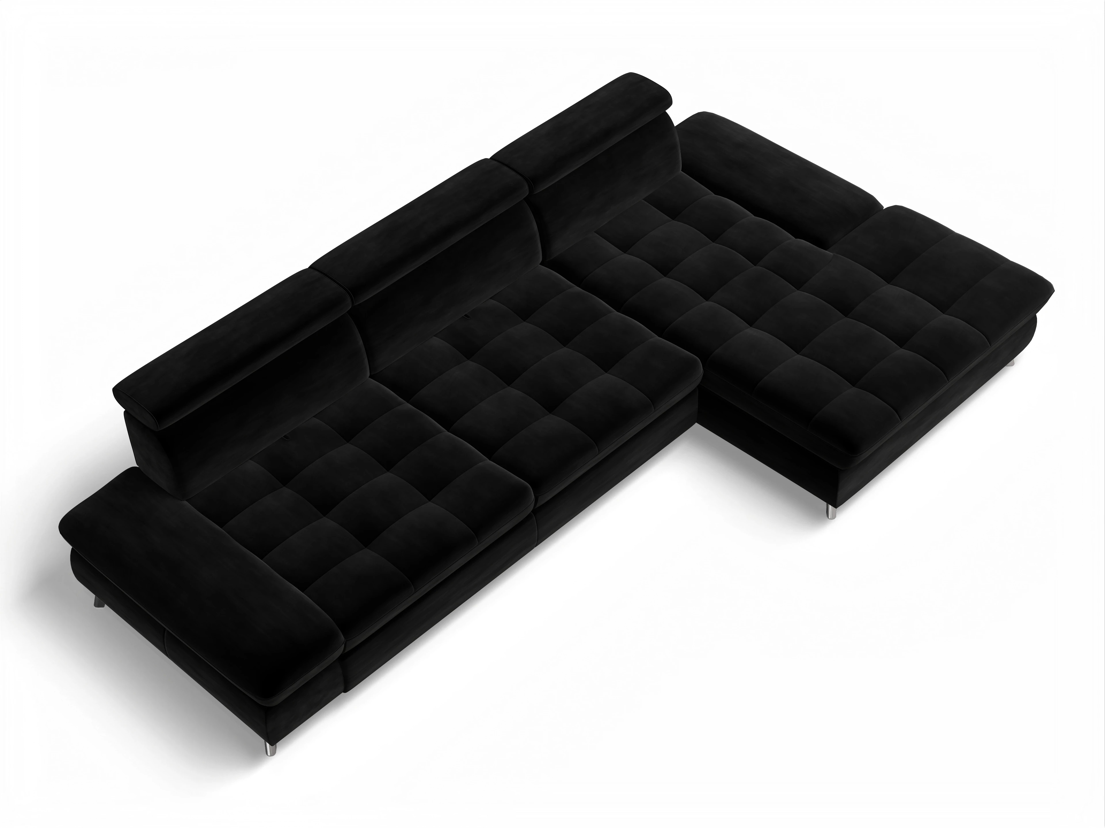 Ansicht des Produktes Memphis Stoff Ecksofa rechts Abschluss offen in Stoff Schwarz
