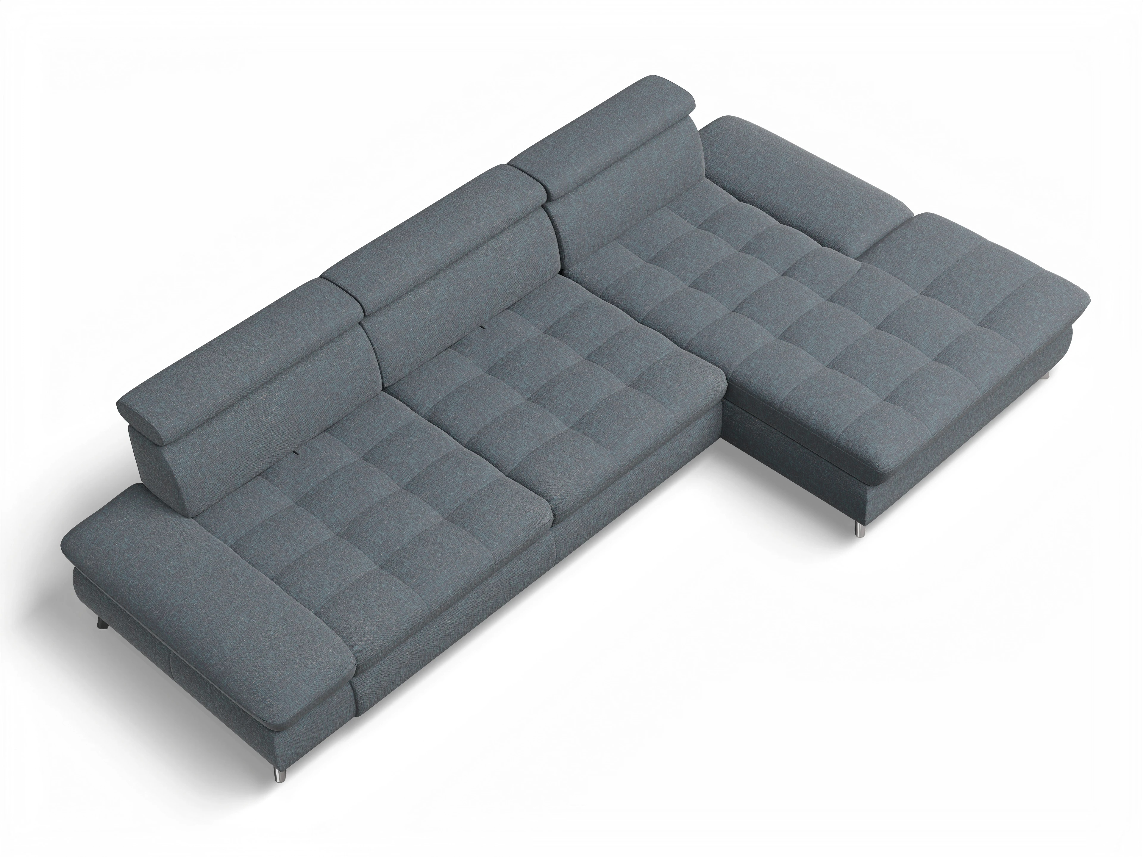 Ansicht des Produktes Memphis Stoff Ecksofa rechts Abschluss offen in Stoff Grau