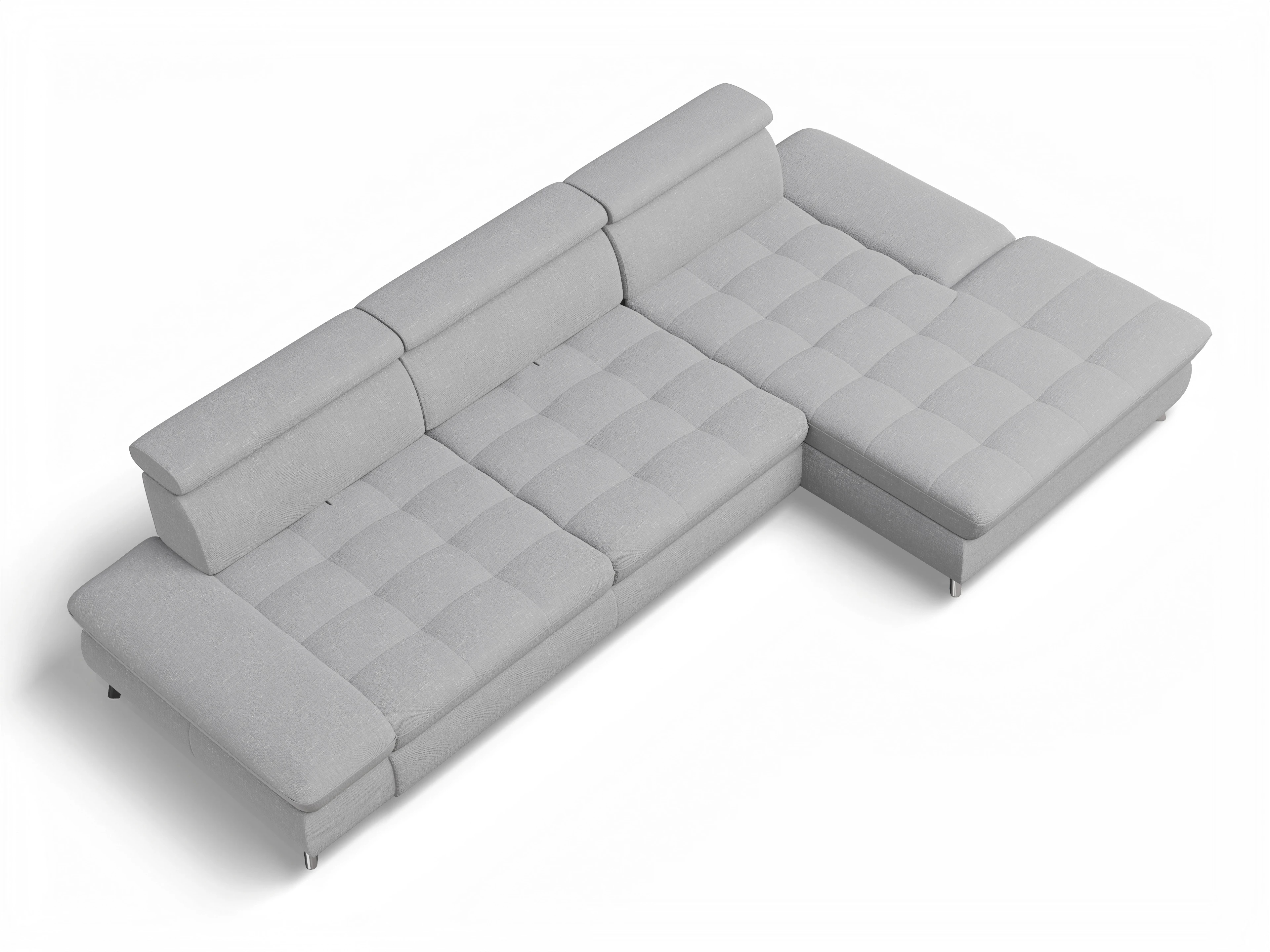 Ansicht des Produktes Memphis Stoff Ecksofa rechts Abschluss offen in Stoff Grau