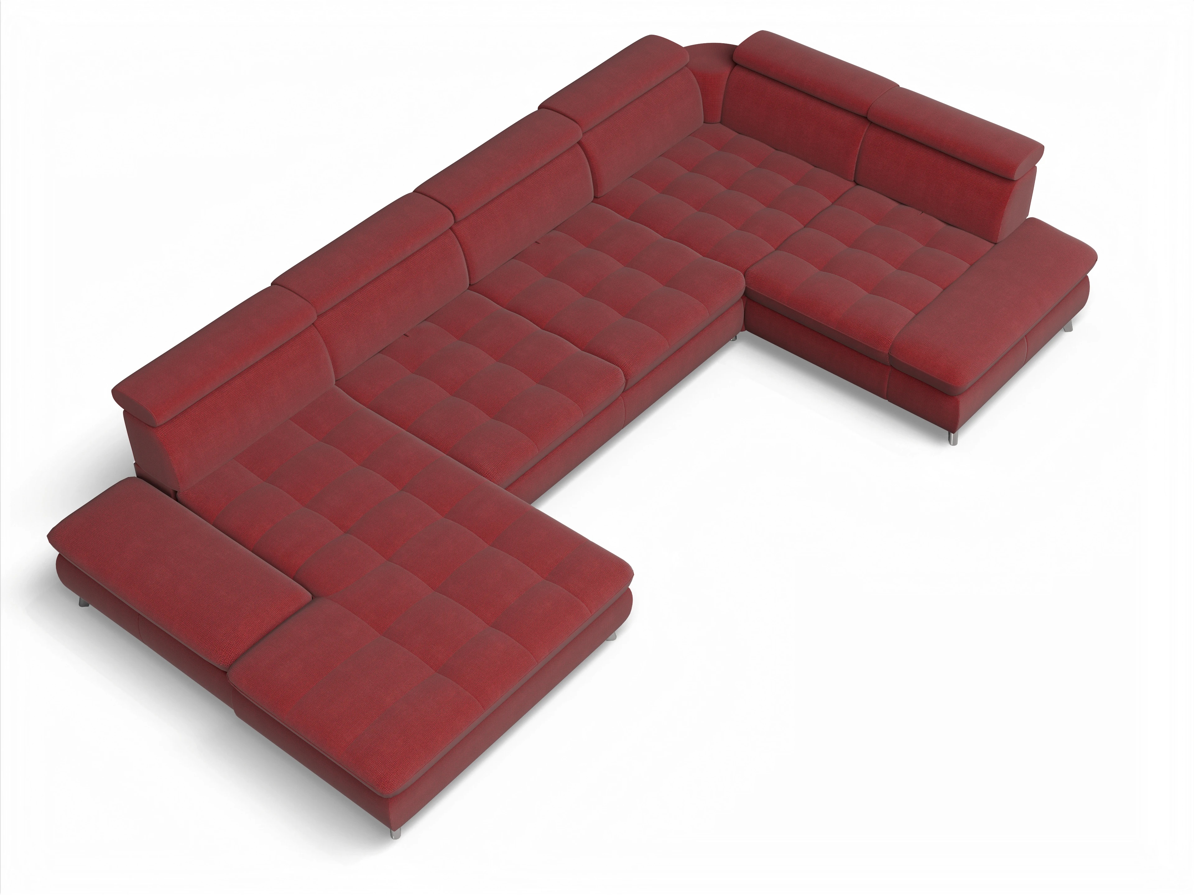 Ansicht des Produktes Memphis Stoff Wohnlandschaft Armlehne rechts Abschluss offen links in Stoff Rot