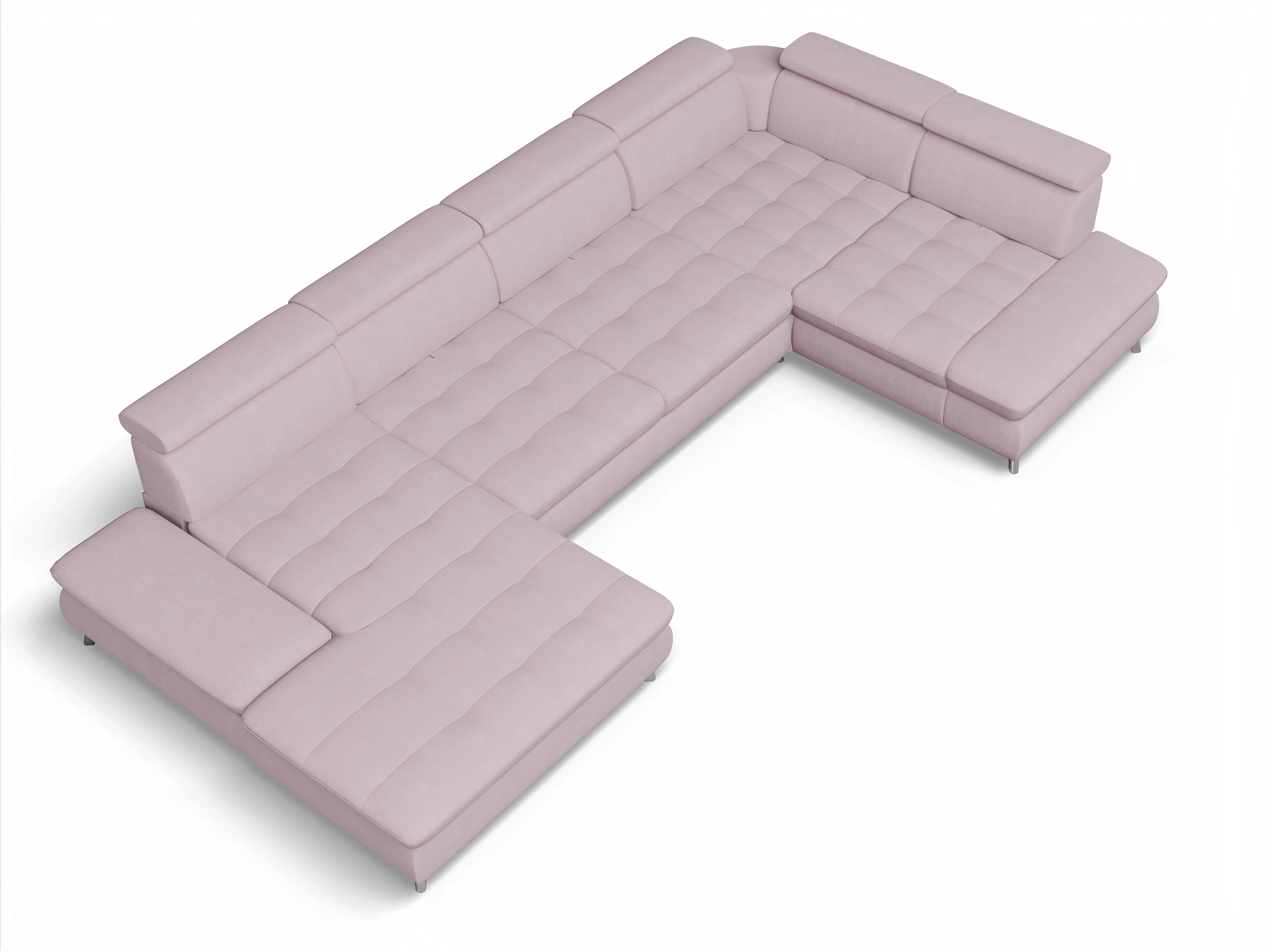 Ansicht des Produktes Memphis Stoff Wohnlandschaft Armlehne rechts Abschluss offen links in Stoff Rosa