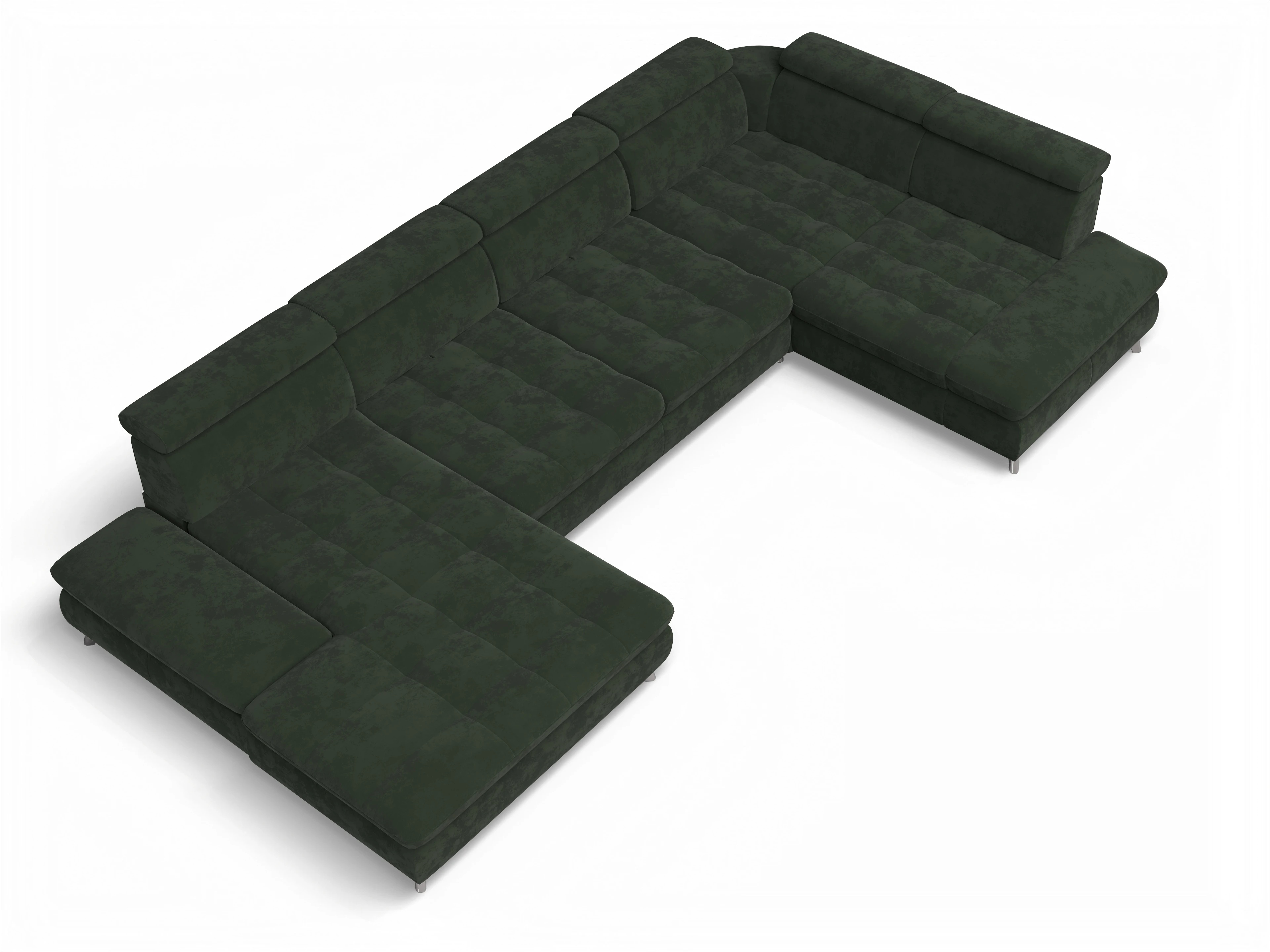 Ansicht des Produktes Memphis Stoff Wohnlandschaft Armlehne rechts Abschluss offen links in Stoff Grün