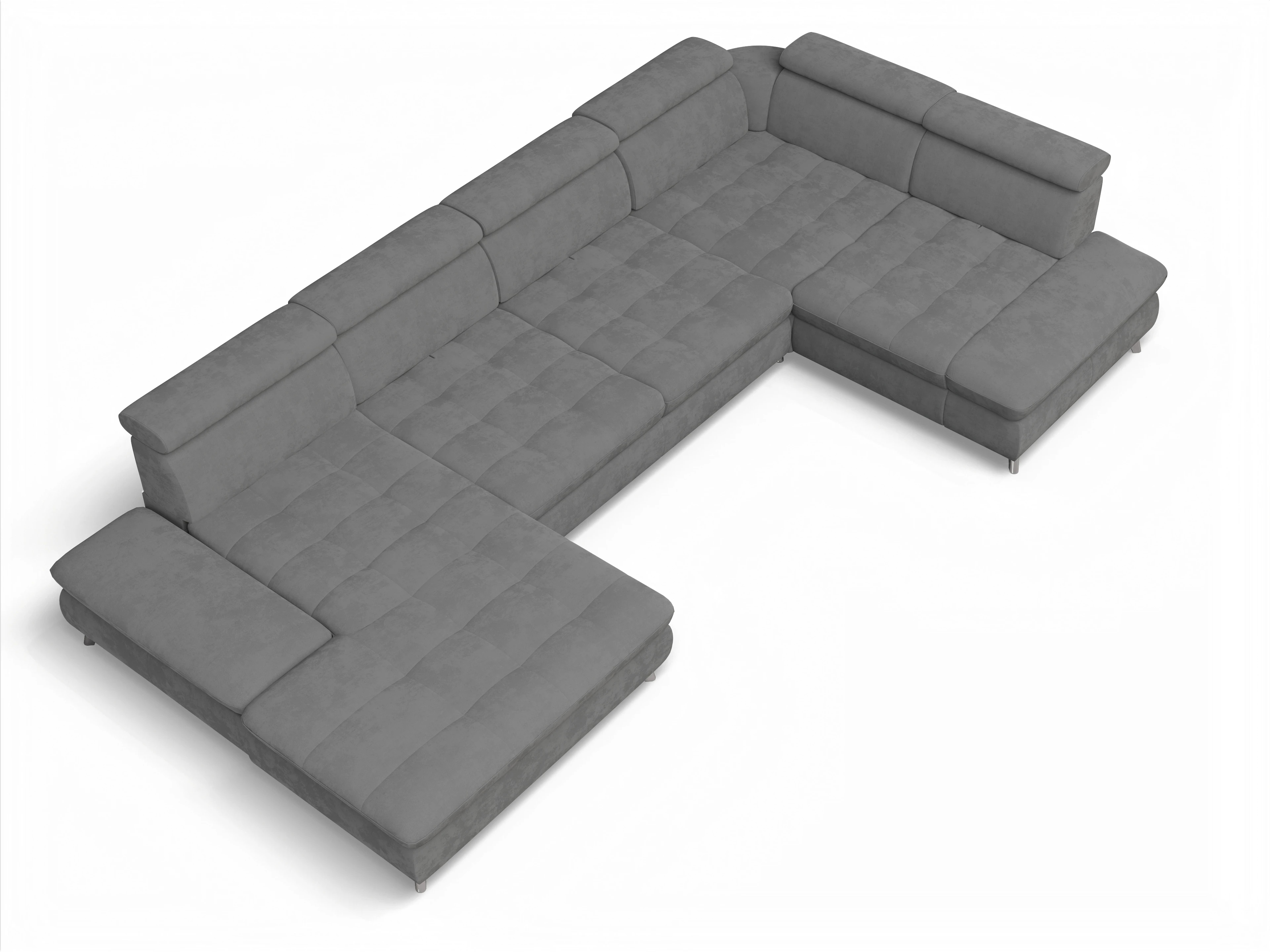 Ansicht des Produktes Memphis Stoff Wohnlandschaft Armlehne rechts Abschluss offen links in Stoff Grau