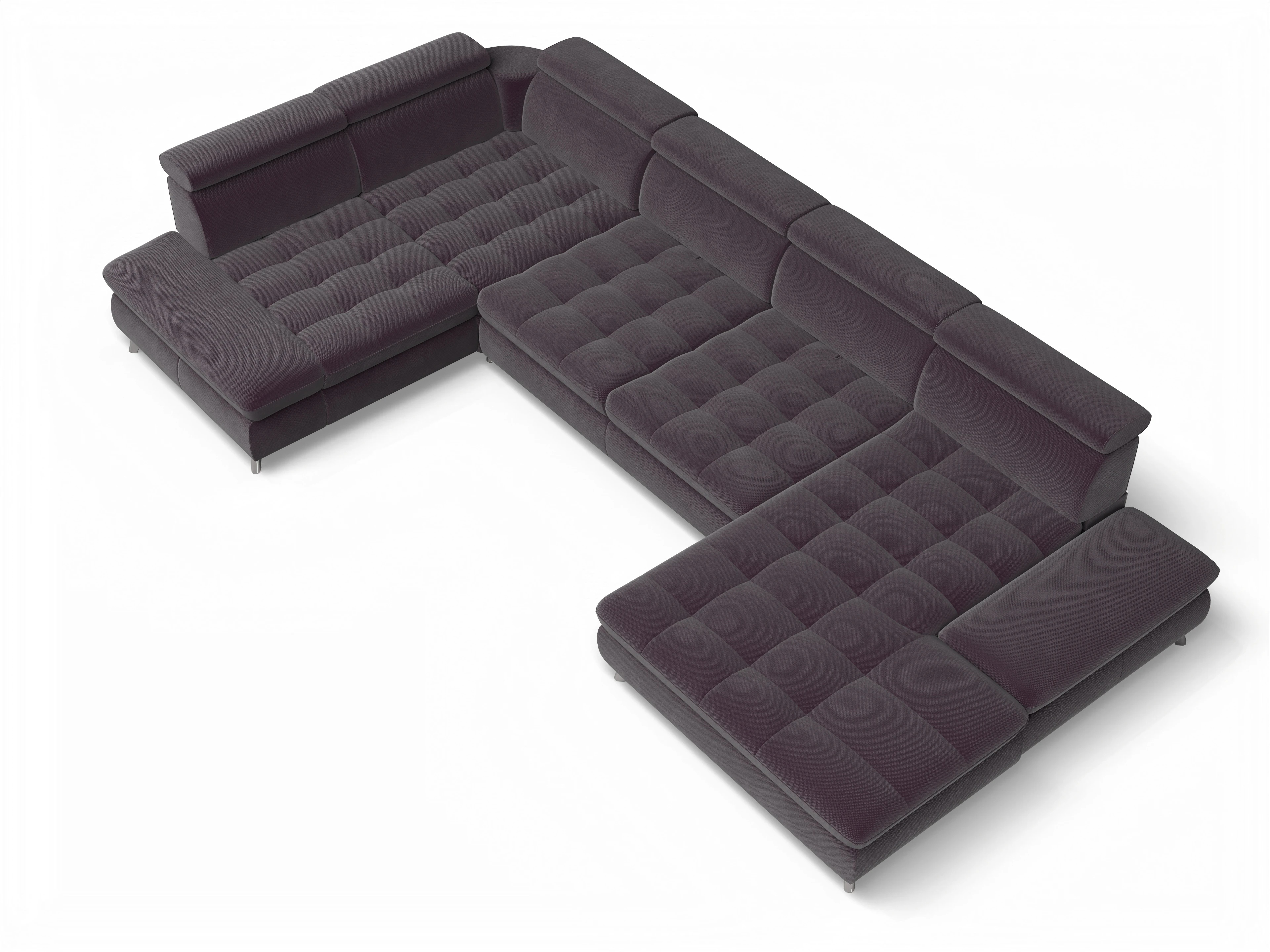 Ansicht des Produktes Memphis Stoff Wohnlandschaft Armlehne links Abschluss offen rechts in Stoff Rot