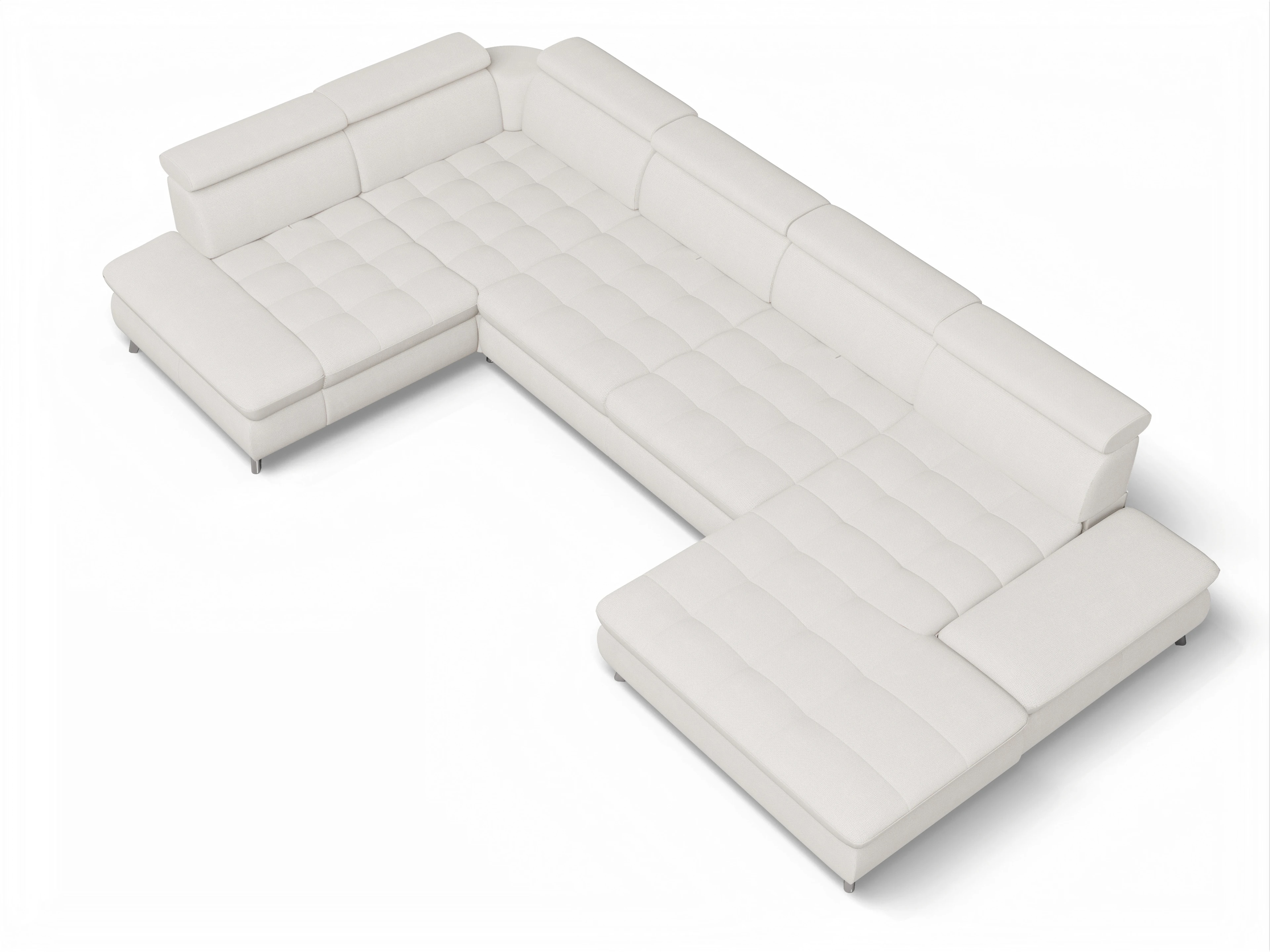 Ansicht des Produktes Memphis Stoff Wohnlandschaft Armlehne links Abschluss offen rechts in Stoff Beige