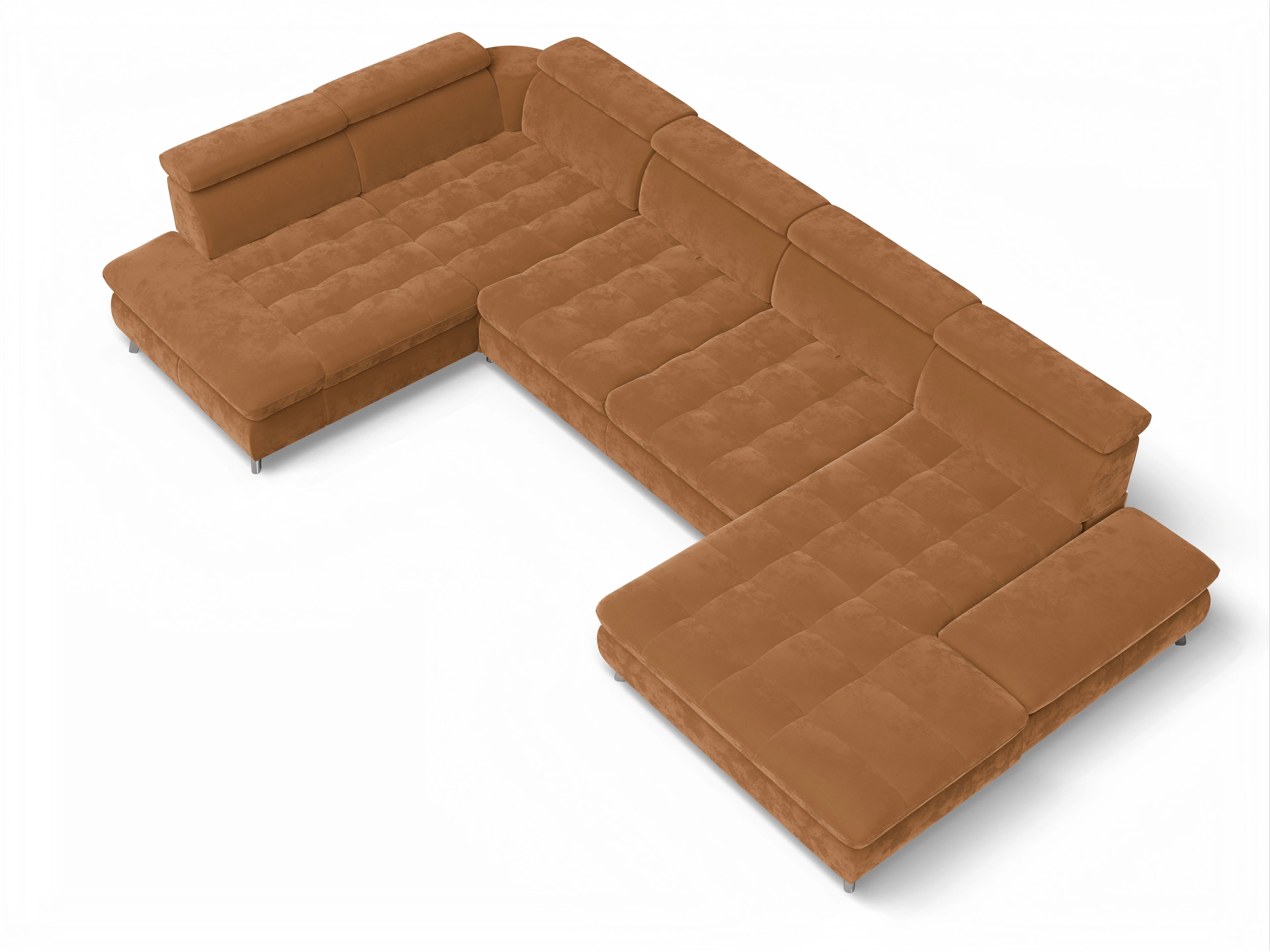 Ansicht des Produktes Memphis Stoff Wohnlandschaft Armlehne links Abschluss offen rechts in Stoff Gelb