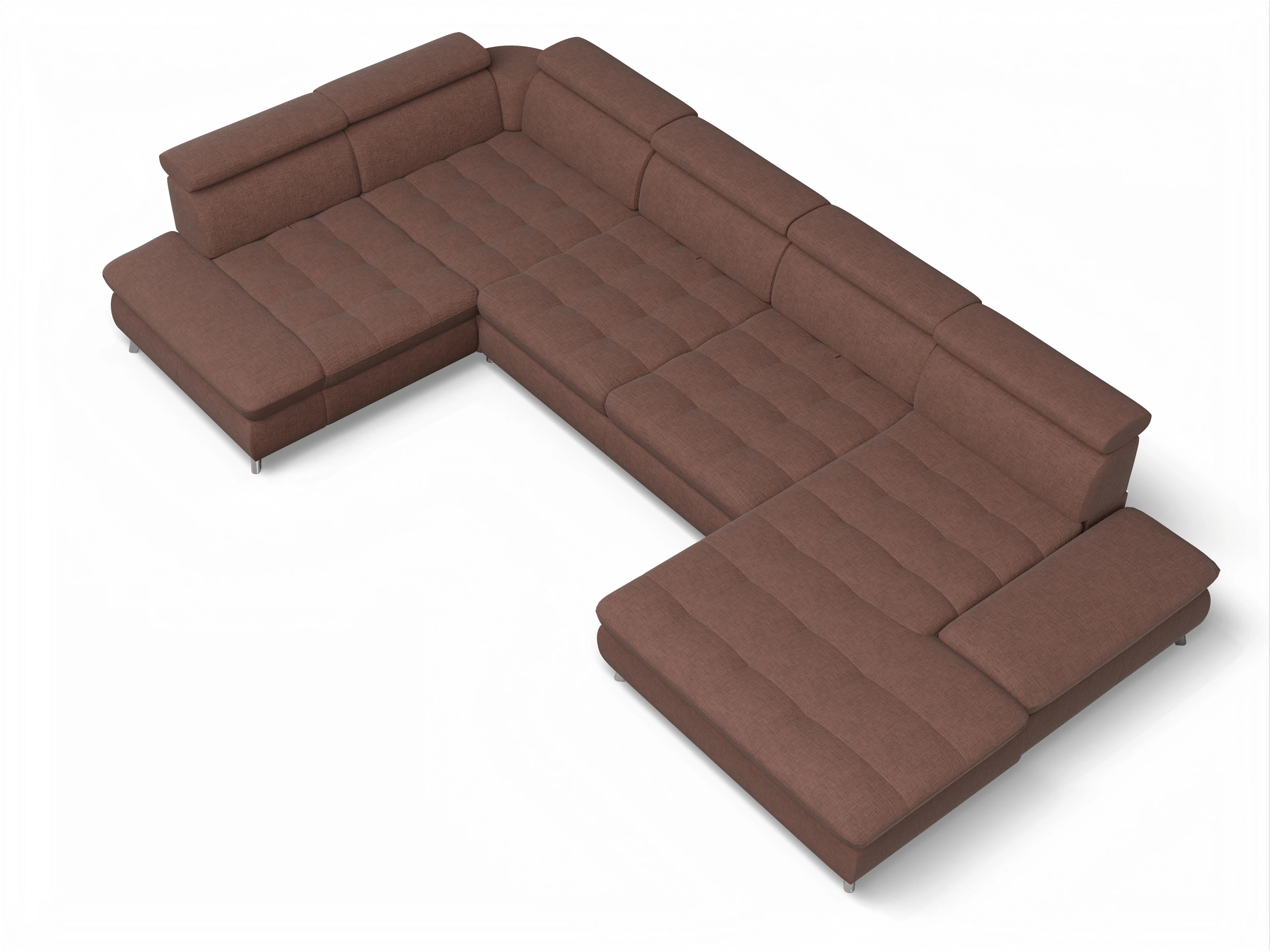 Ansicht des Produktes Memphis Stoff Wohnlandschaft Armlehne links Abschluss offen rechts in Stoff Orange