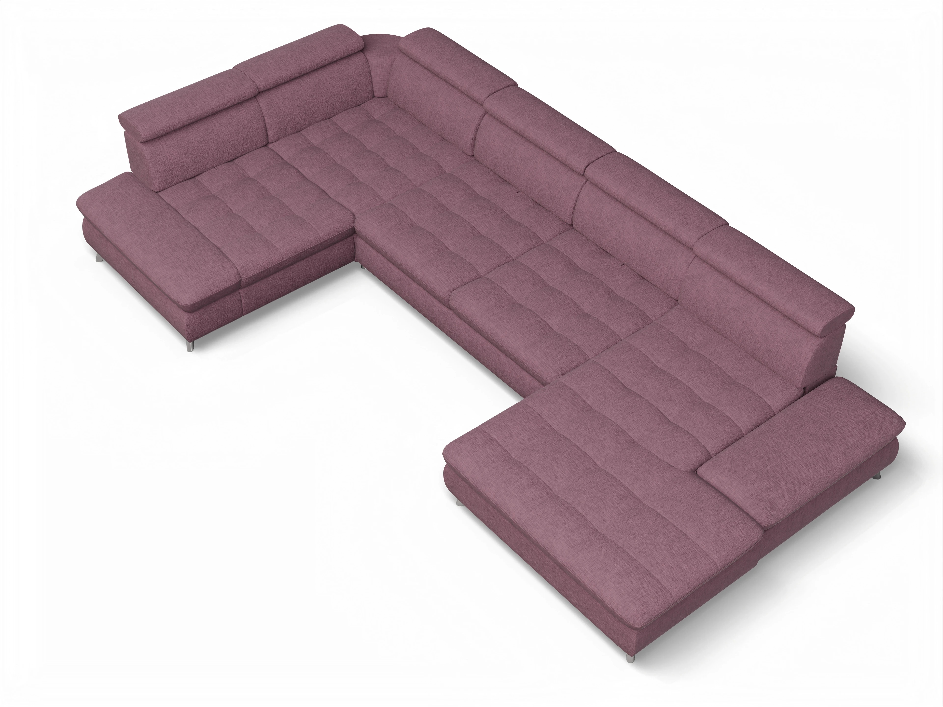 Ansicht des Produktes Memphis Stoff Wohnlandschaft Armlehne links Abschluss offen rechts in Stoff Rot