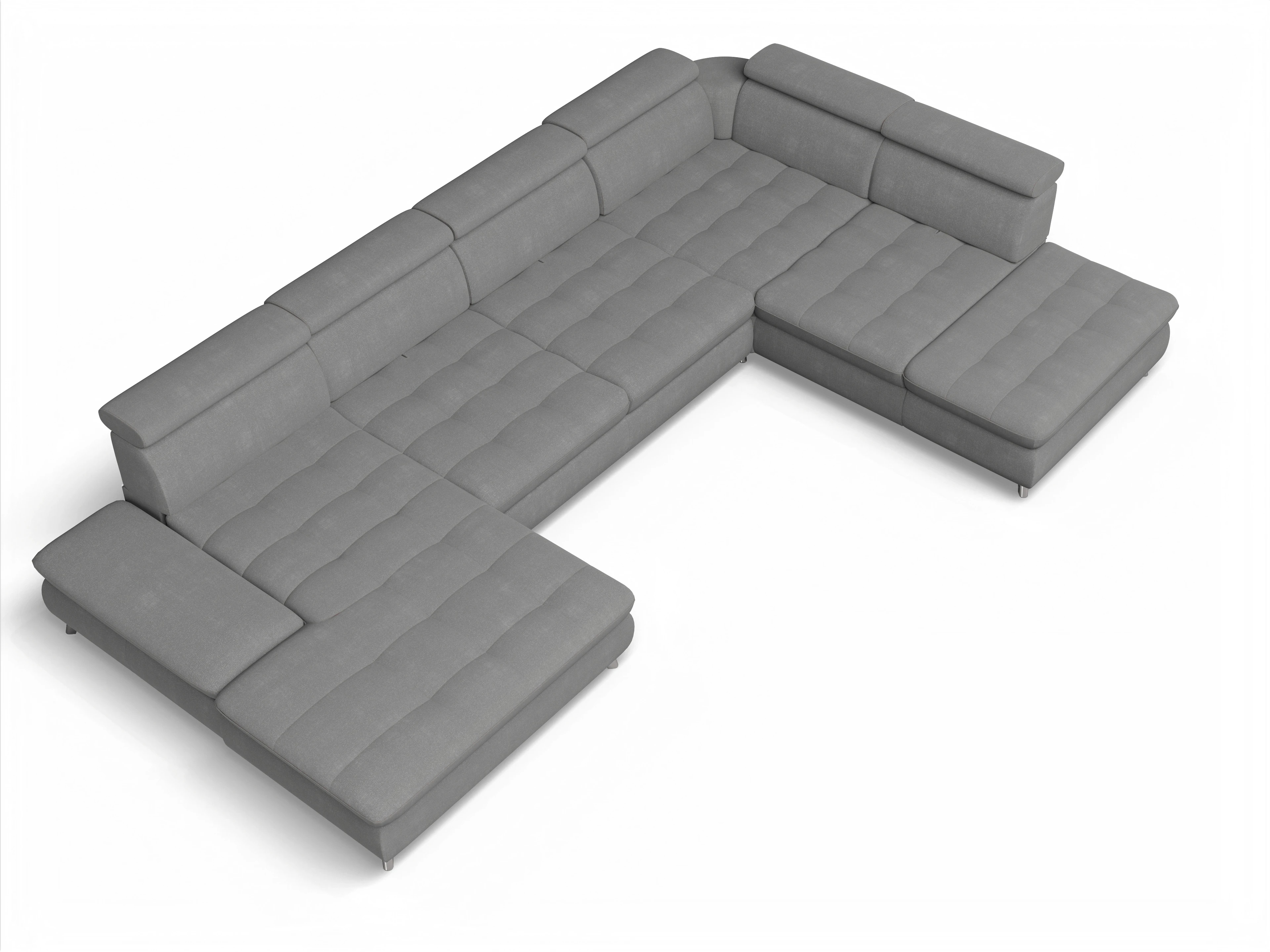 Ansicht des Produktes Memphis Stoff Wohnlandschaft offen beidseitig in Stoff Grau