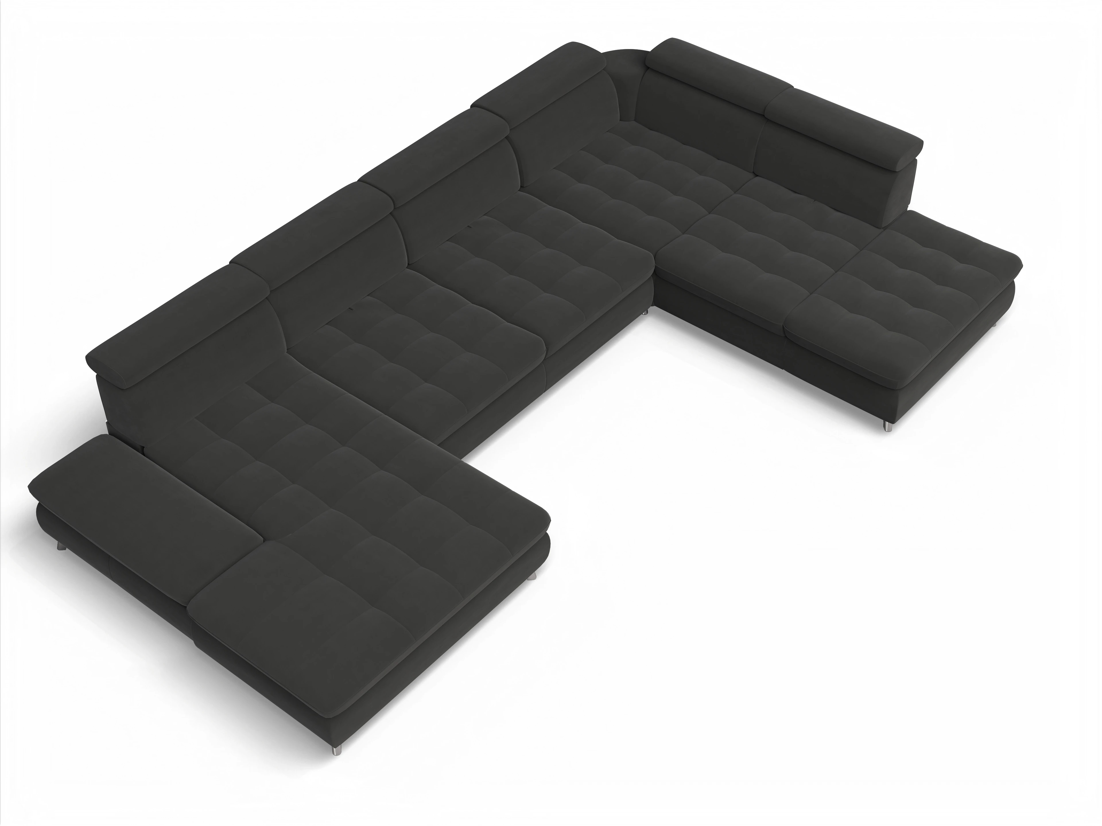 Ansicht des Produktes Memphis Stoff Wohnlandschaft offen beidseitig in Stoff Grau