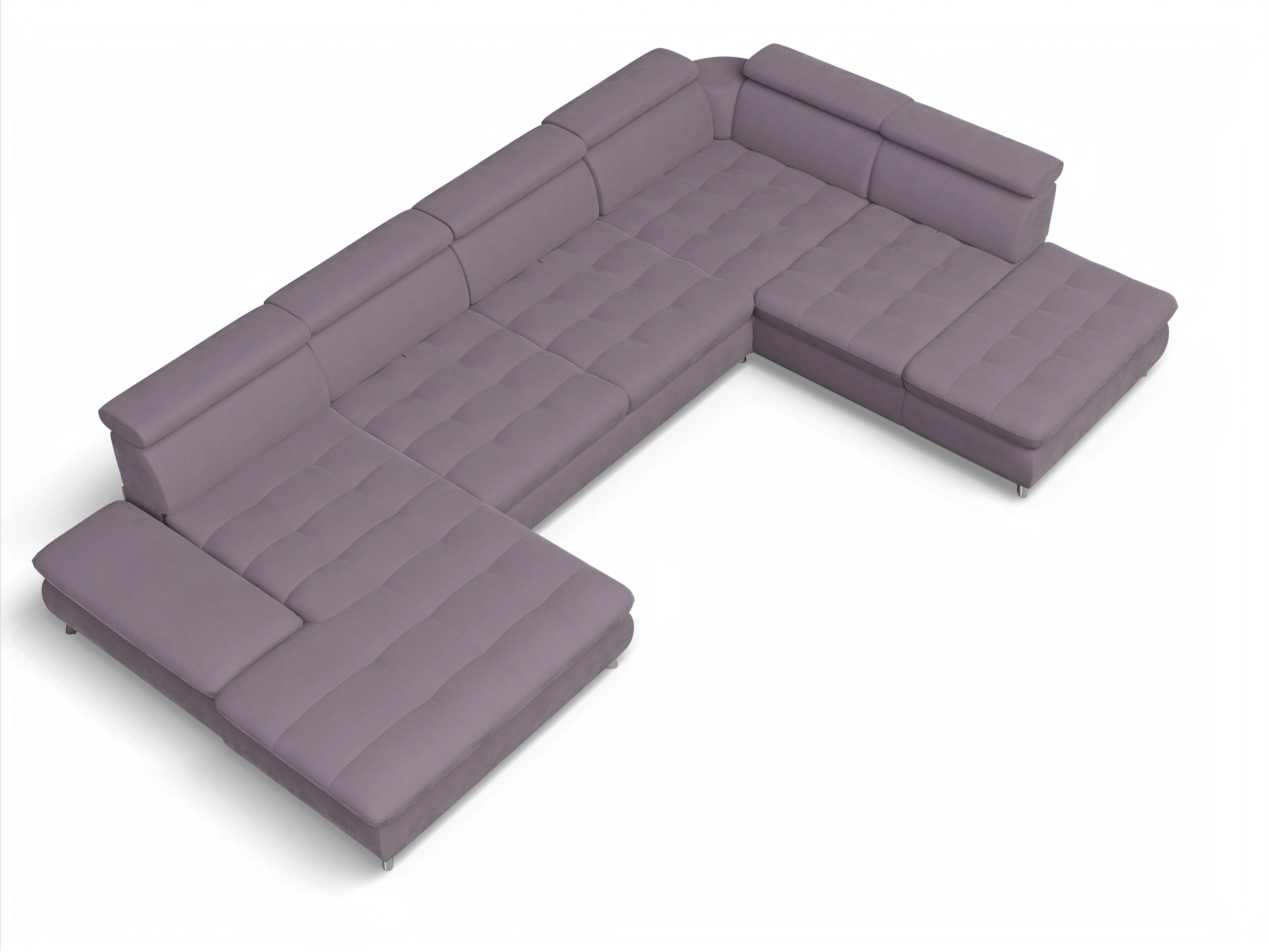 Ansicht des Produktes Memphis Stoff Wohnlandschaft offen beidseitig in Stoff Lila